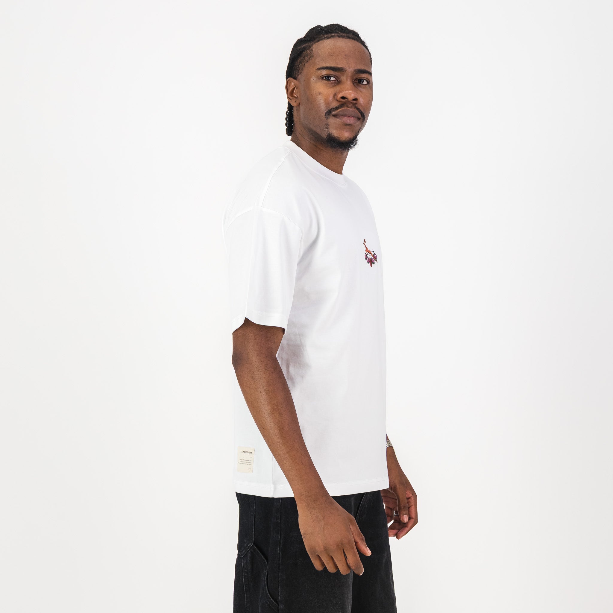 Springboks 95 Embroidery Boxy Crew Tee - White - Old School