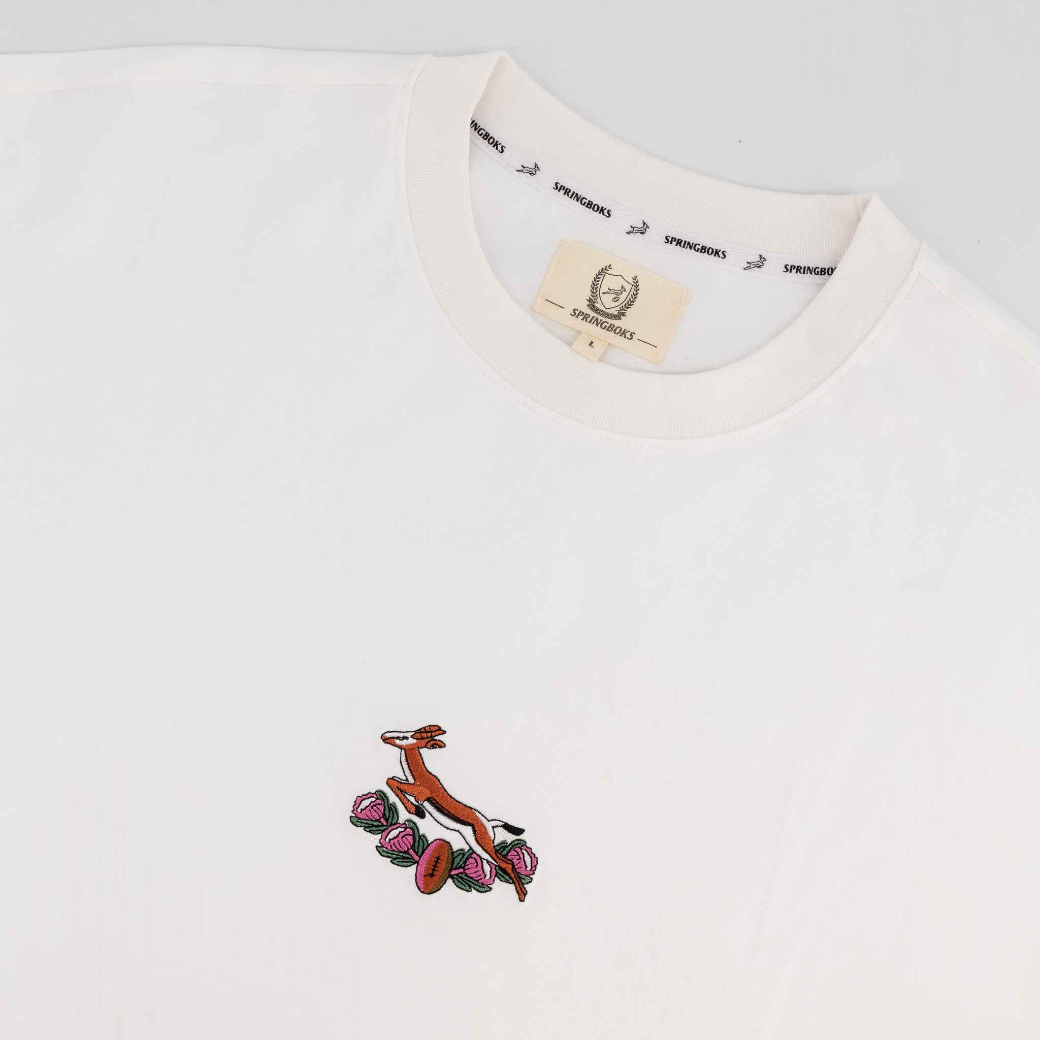 Springboks 95 Embroidery Boxy Crew Tee - White - Old School
