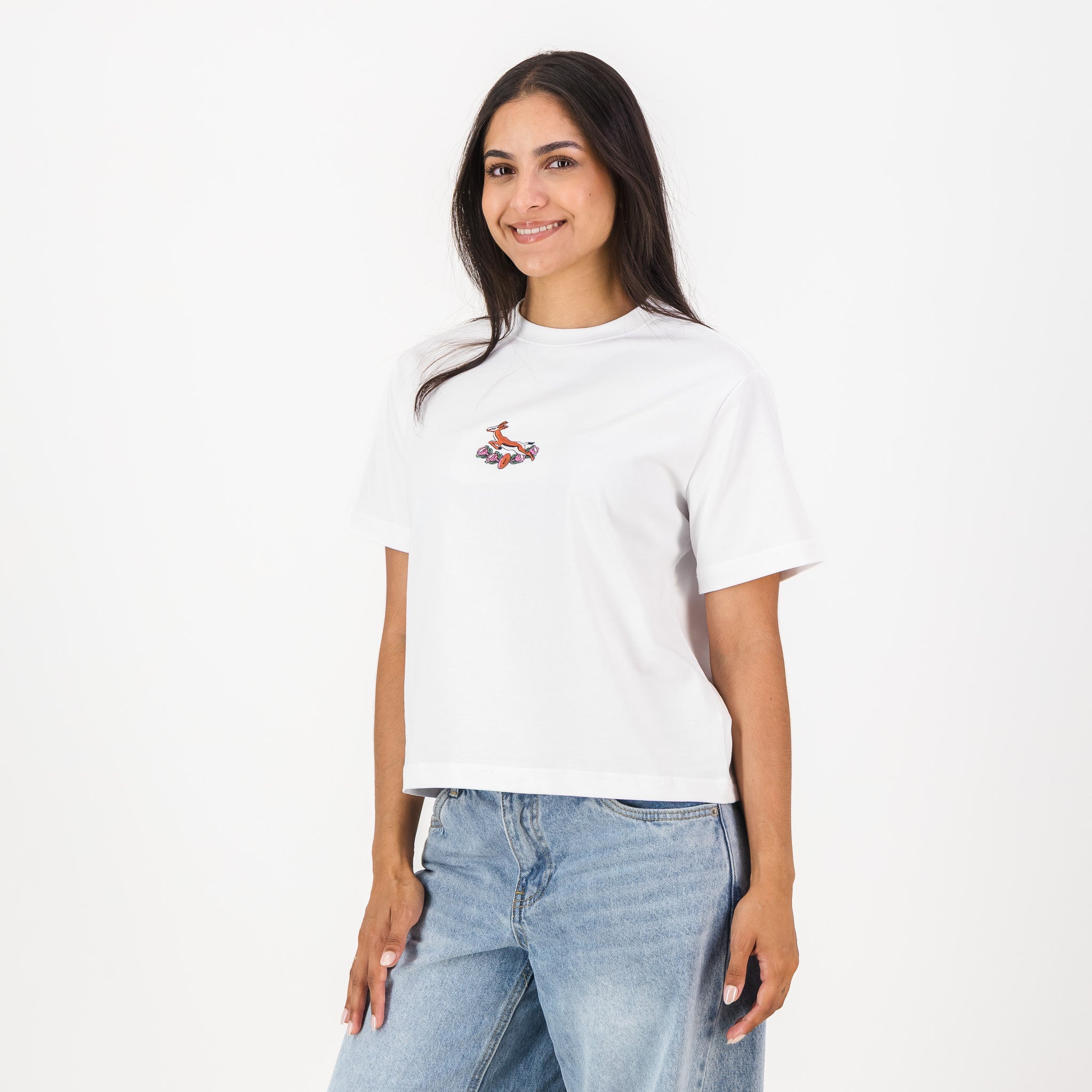 Springboks 95 Ladies Crop Boxy Crew Tee - White - Old School