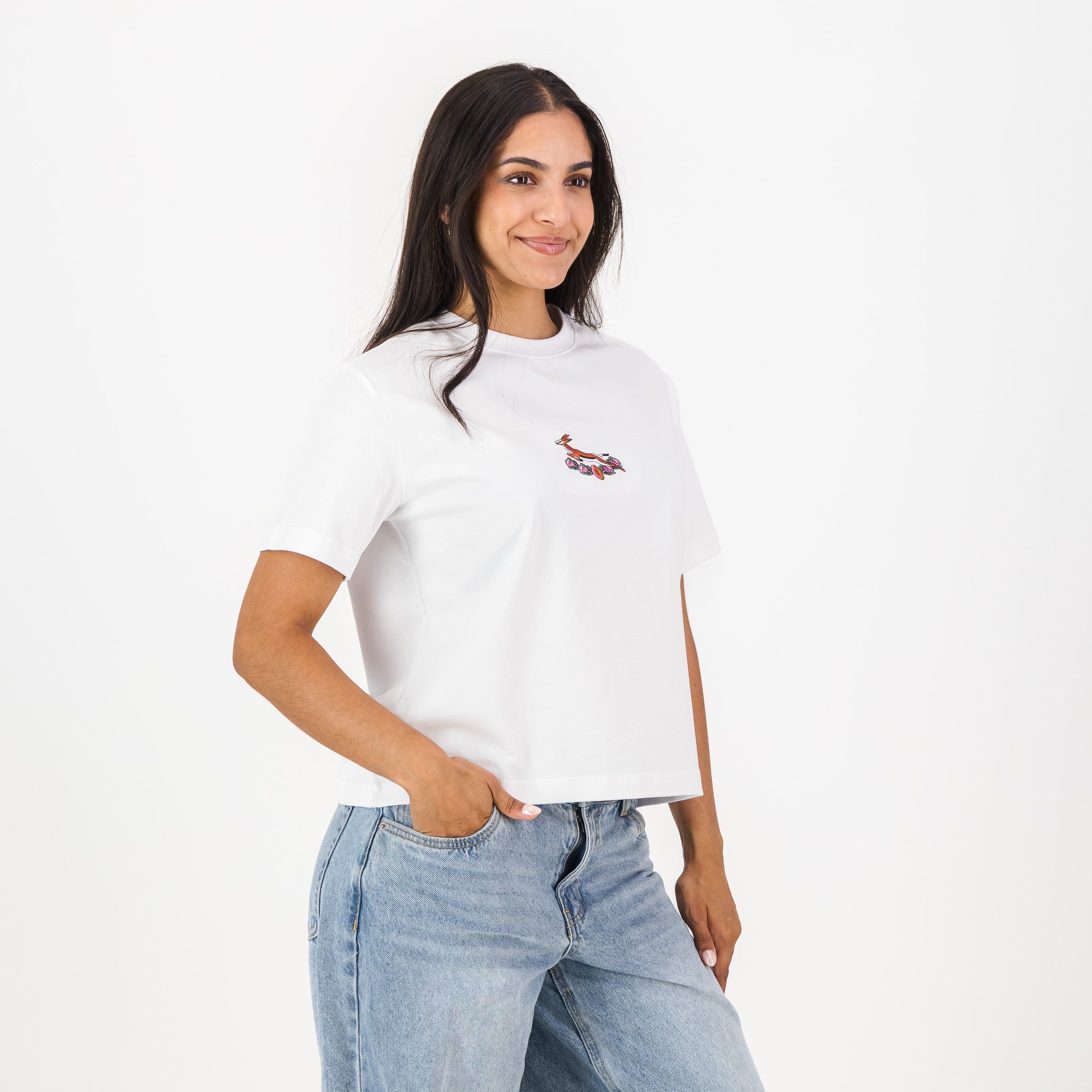 Springboks 95 Ladies Crop Boxy Crew Tee - White - Old School