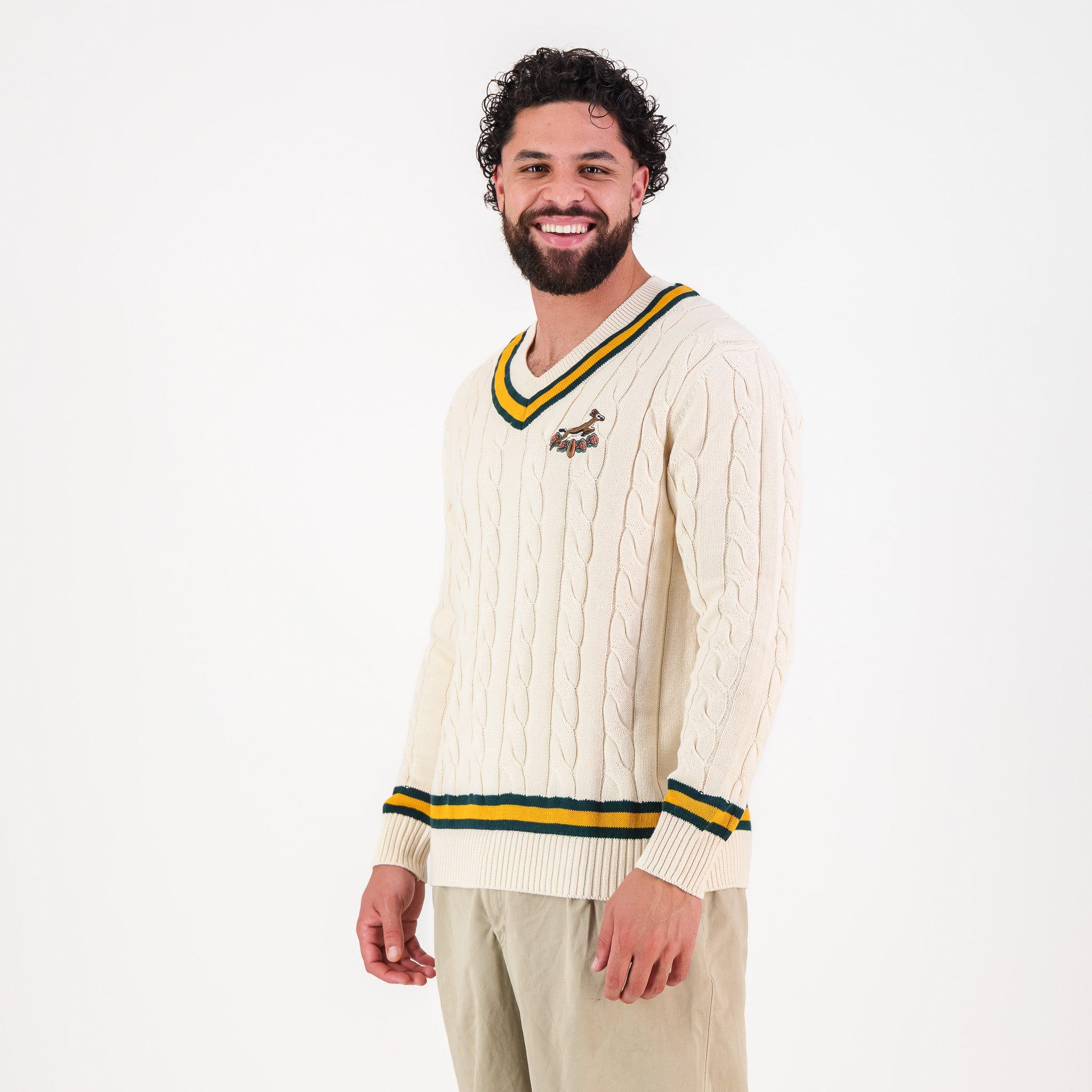 Springboks 95 LS V - neck Knit - Ivory - Old School