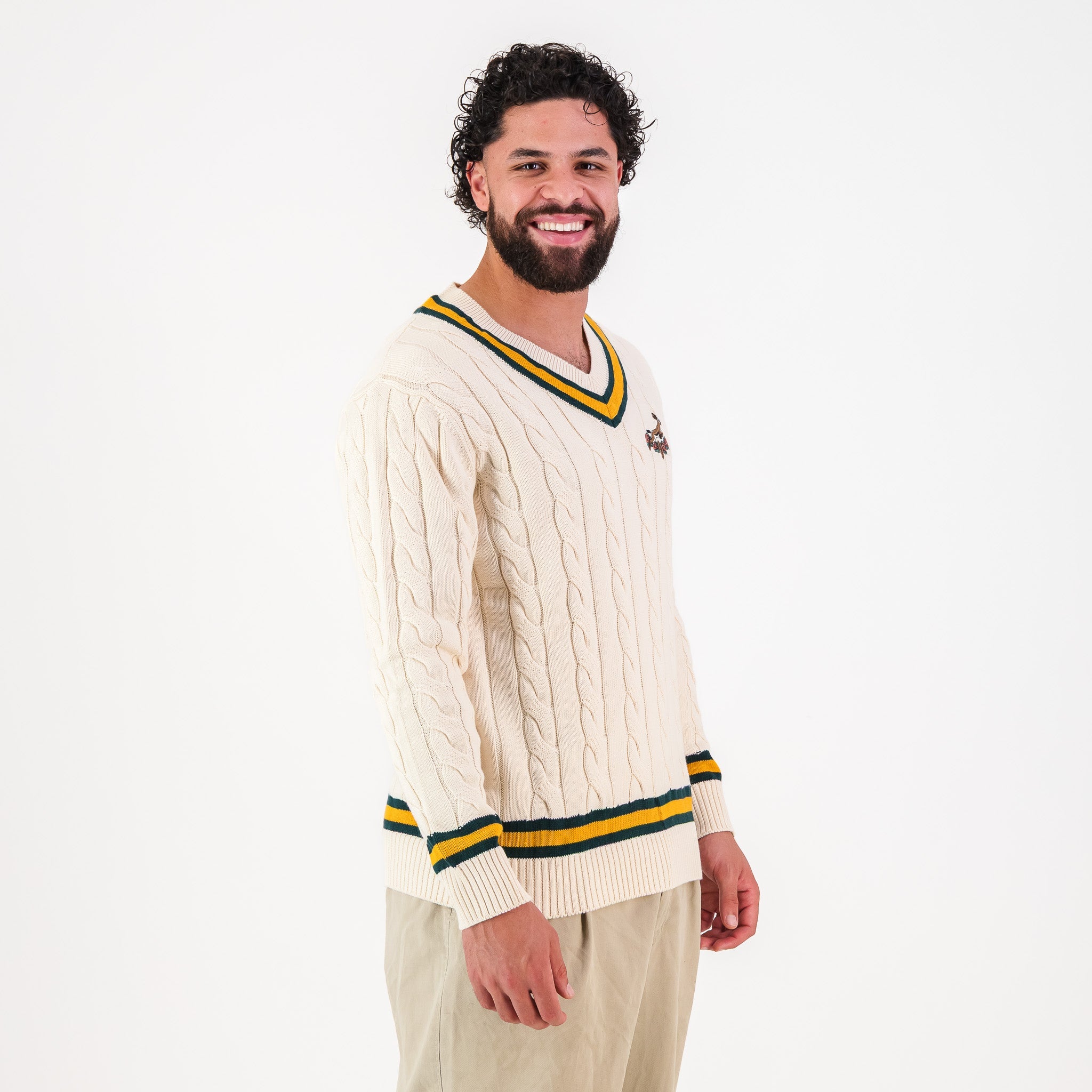 Springboks 95 LS V - neck Knit - Ivory - Old School