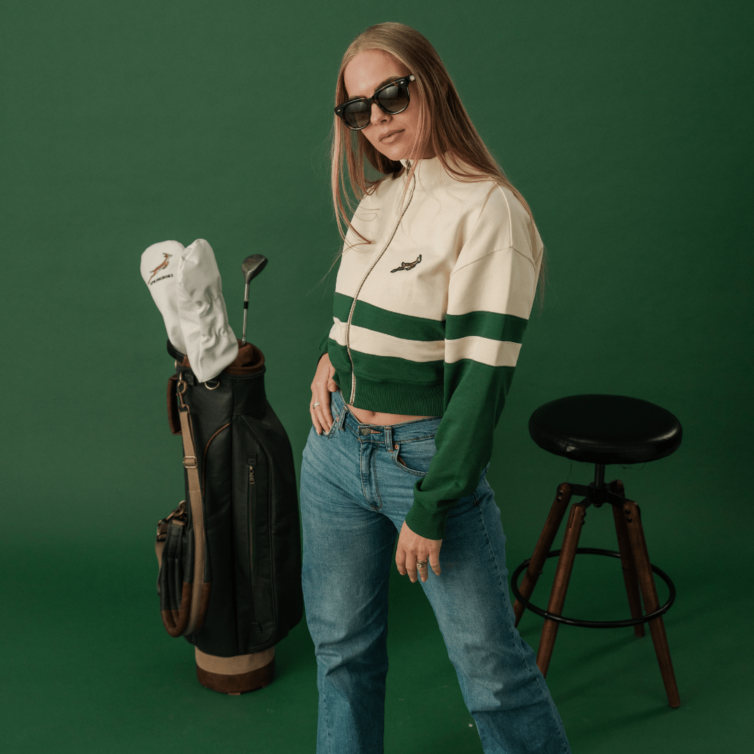 Springboks CB Zip Through Sweat - OS Green - Old School