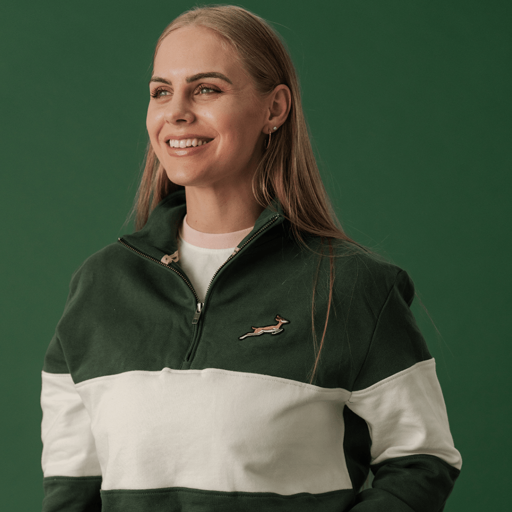 Springboks Classic Hoop Quarter Zip - OS Green - Old School
