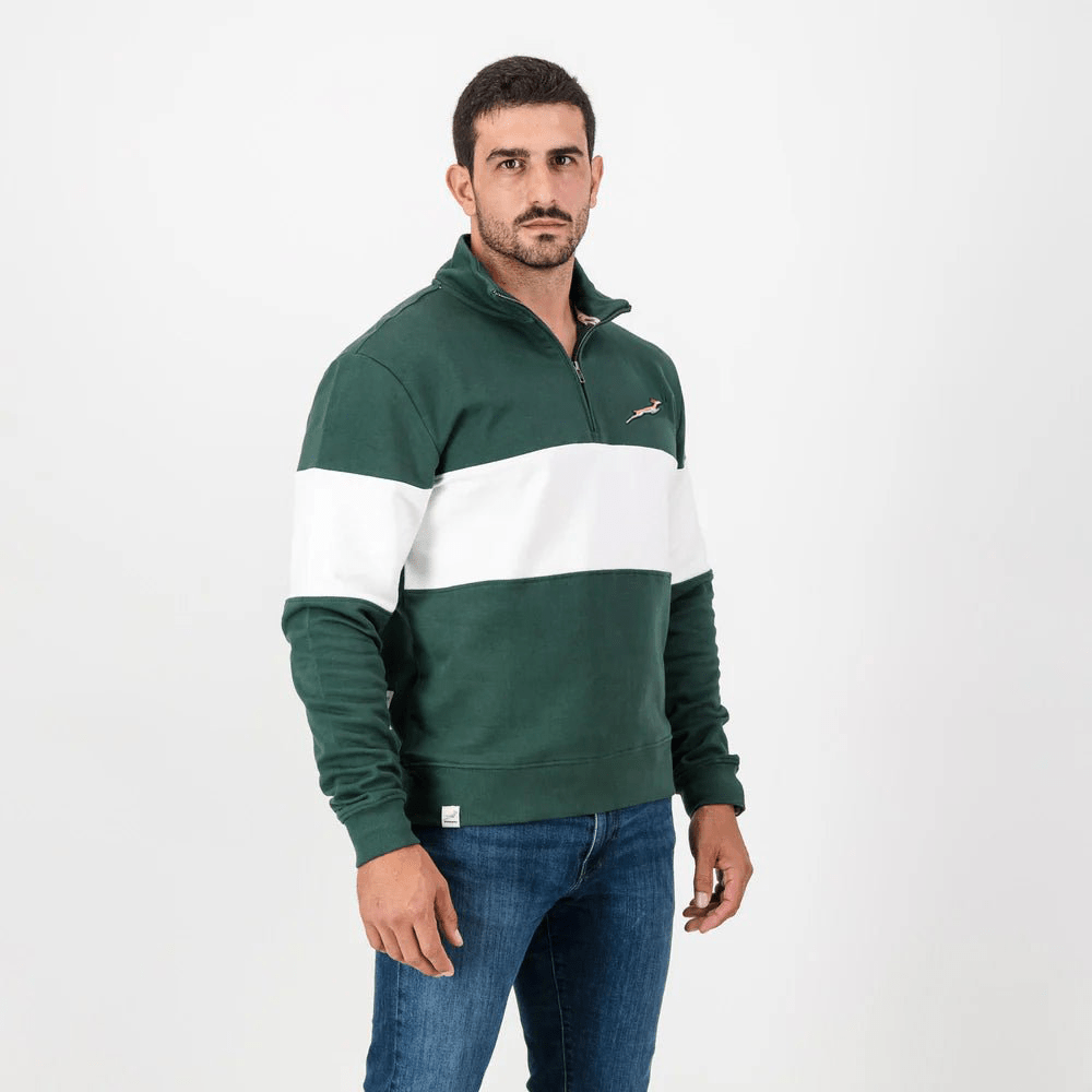 Springboks Classic Hoop Quarter Zip - OS Green - Old School