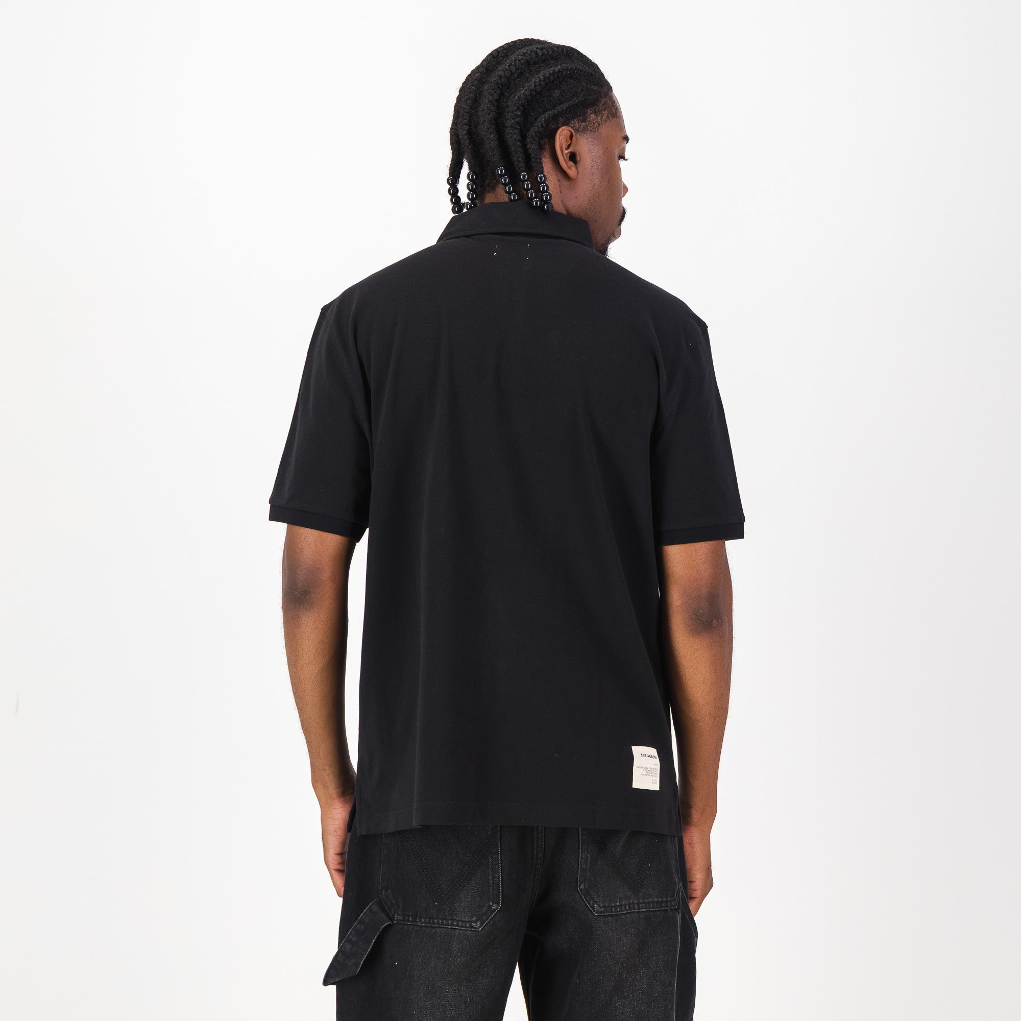 Springboks Contrast Embroidery Polo - Black - Old School