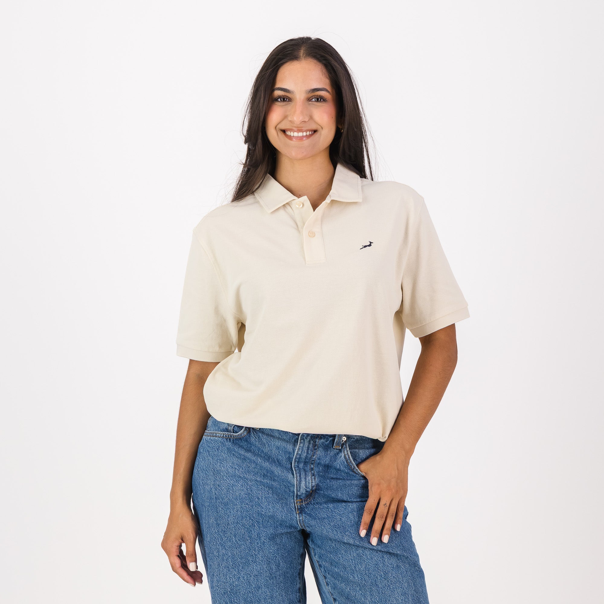 Springboks Contrast Embroidery Polo - Ivory - Old School