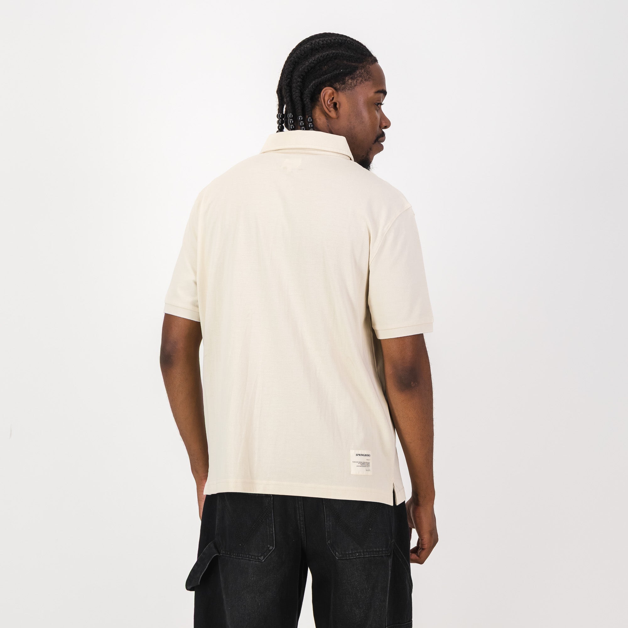 Springboks Contrast Embroidery Polo - Ivory - Old School