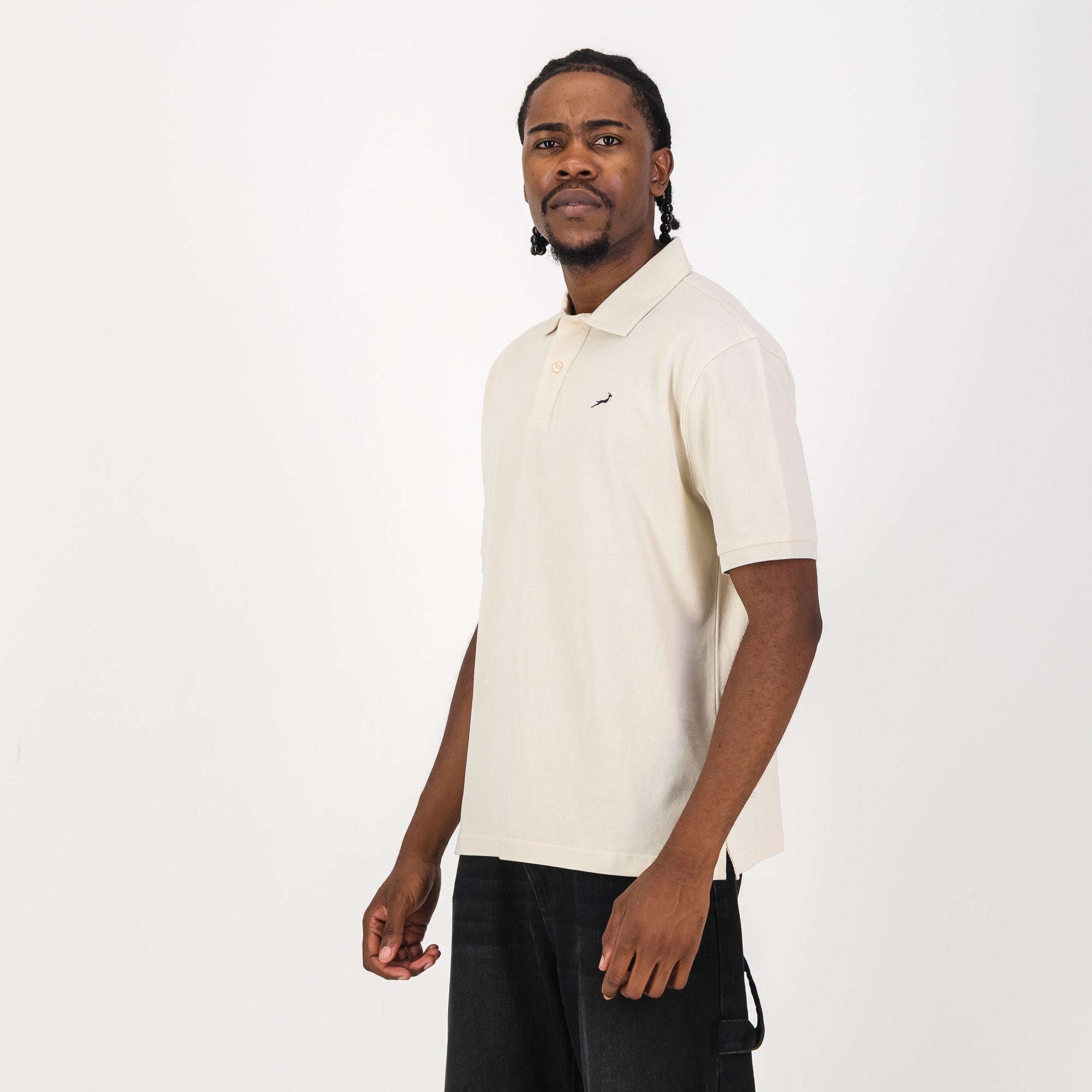 Springboks Contrast Embroidery Polo - Ivory - Old School