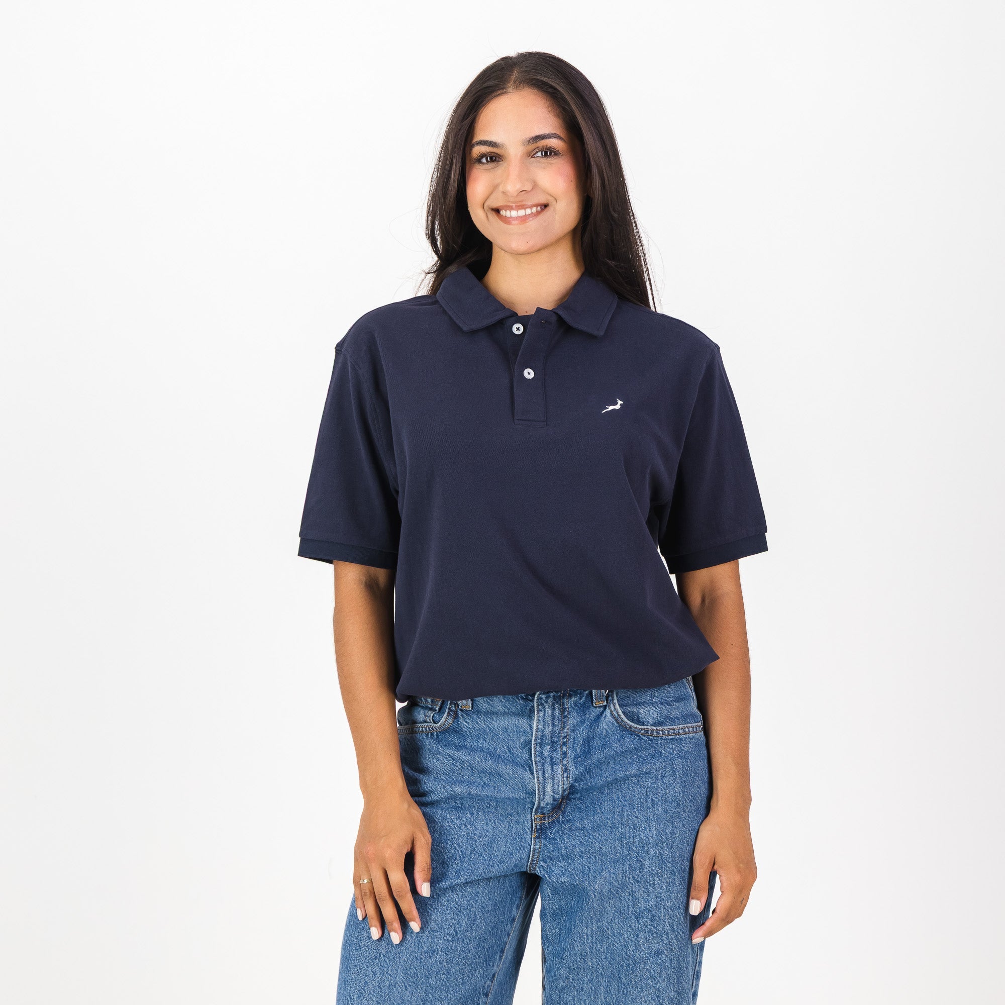 Springboks Contrast Embroidery Polo - Navy - Old School