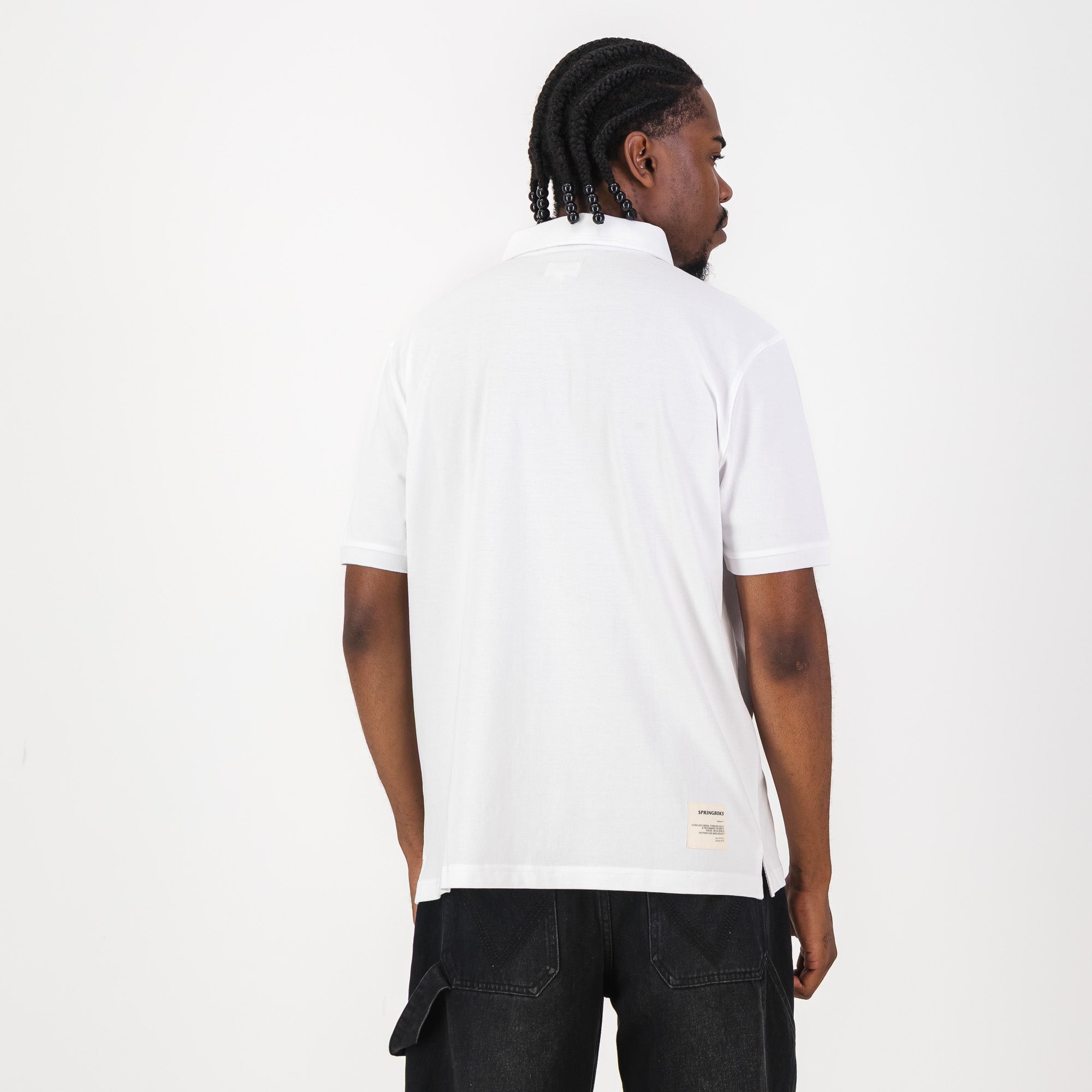 Springboks Contrast Embroidery Polo - White - Old School