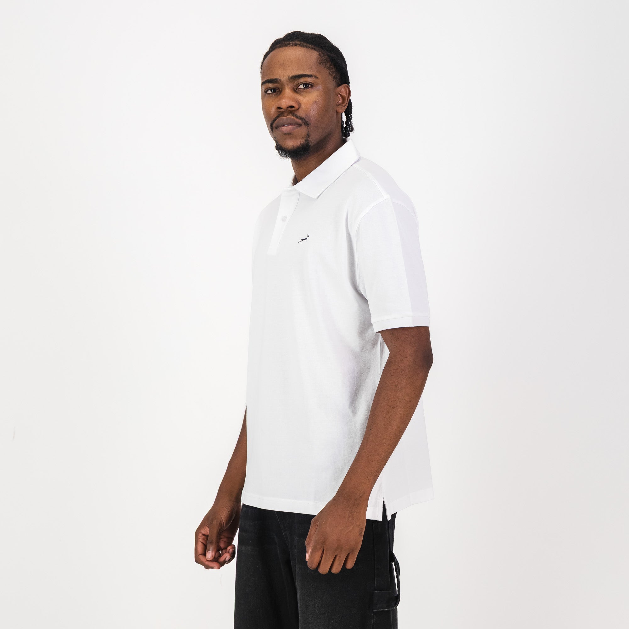 Springboks Contrast Embroidery Polo - White - Old School
