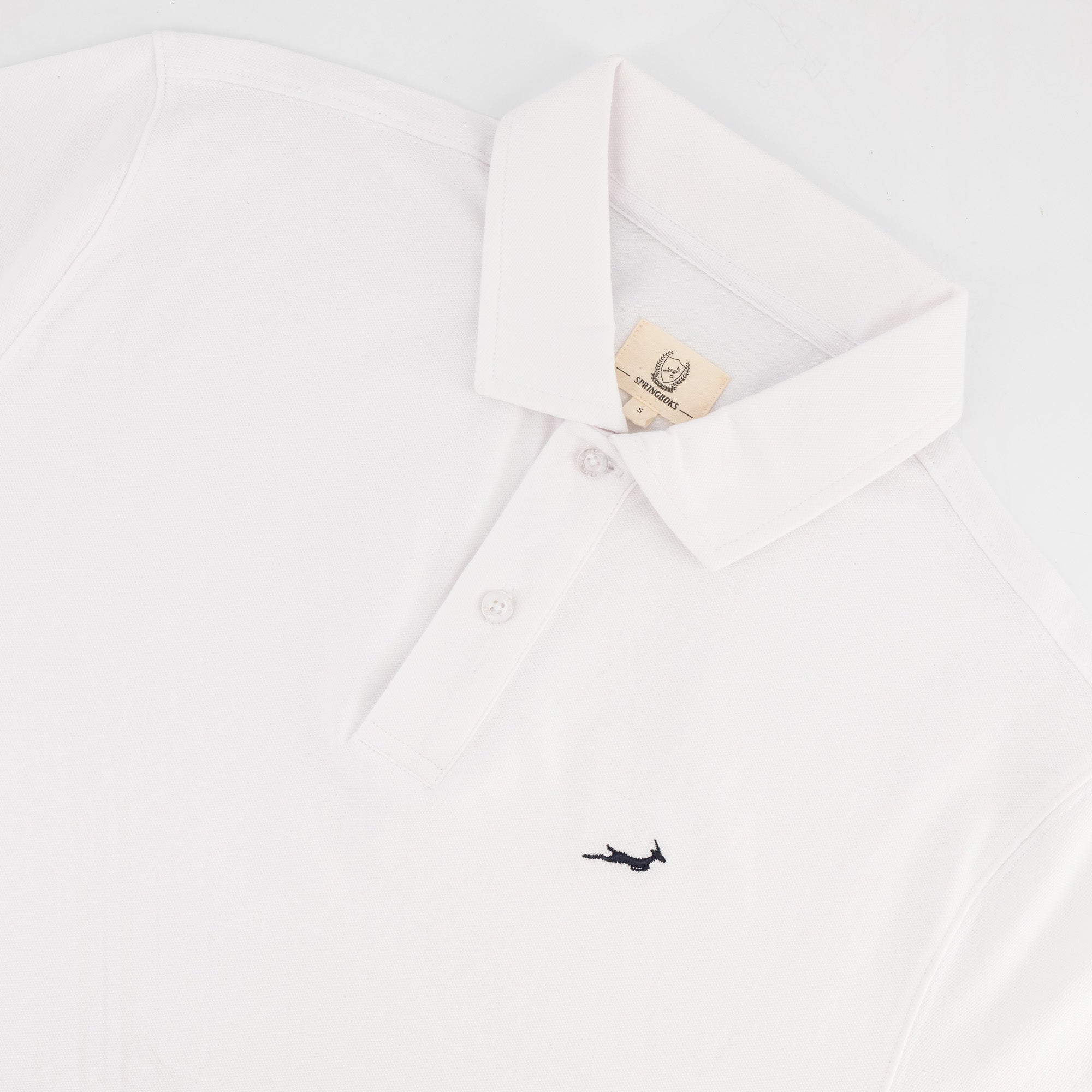 Springboks Contrast Embroidery Polo - White - Old School