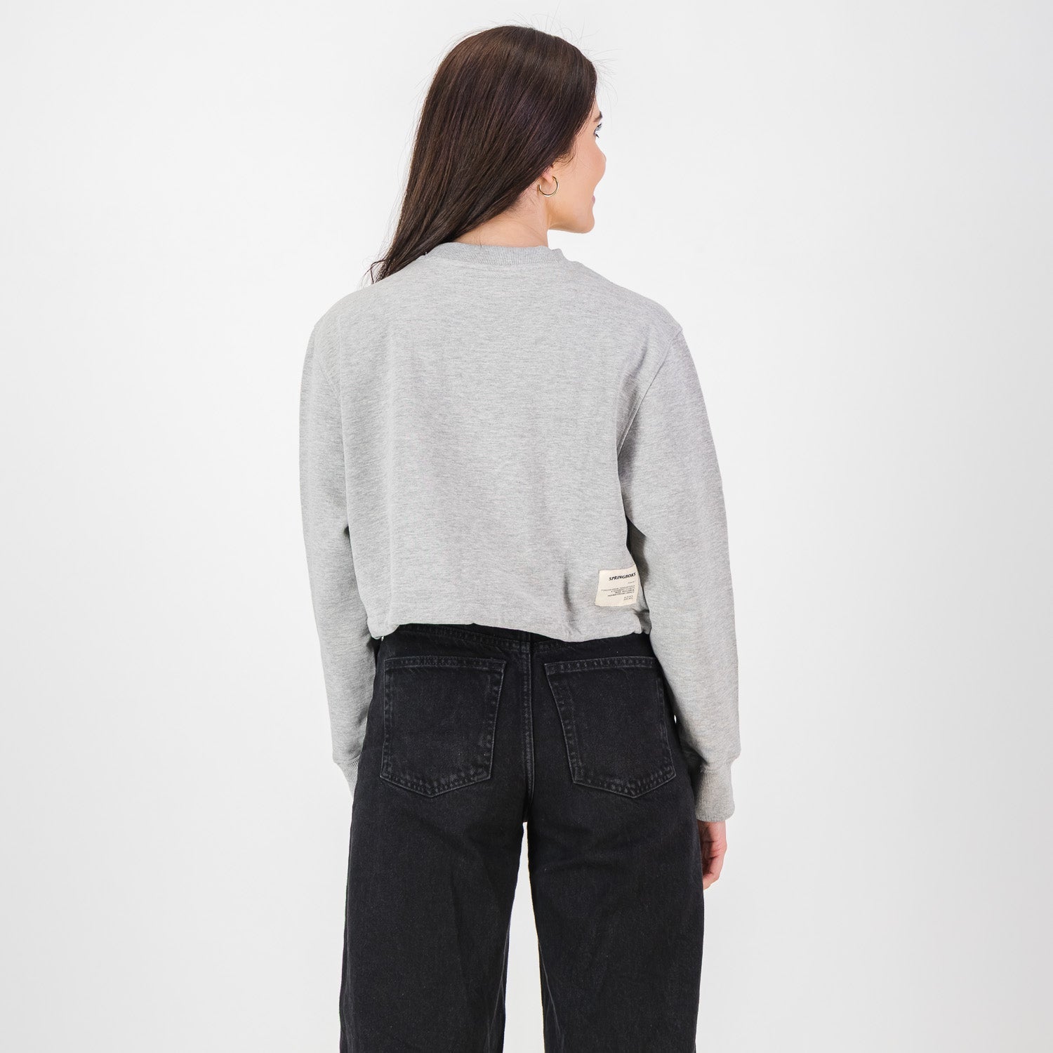 Springboks Crop Crew Sweat - LT Grey Melange - Old School