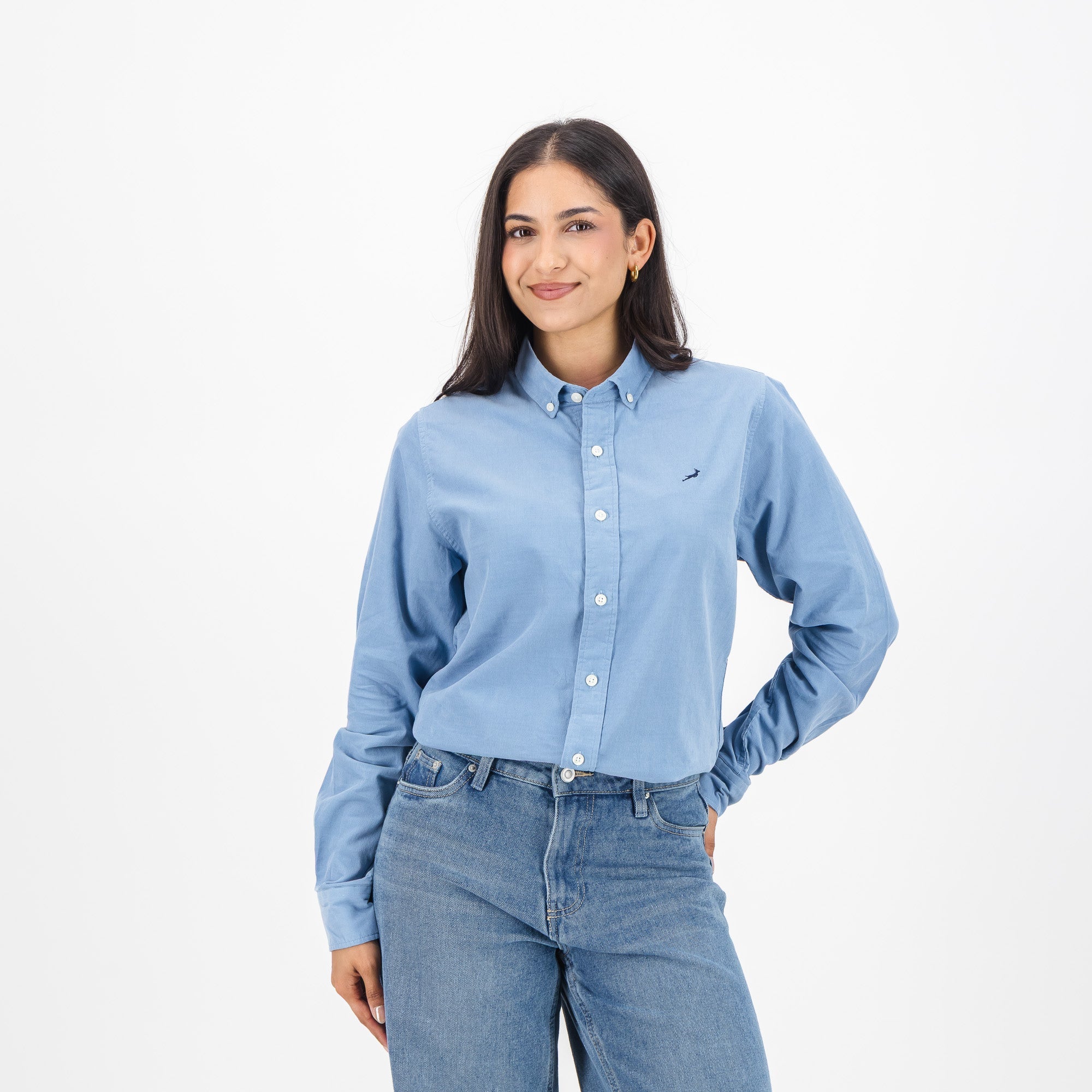 Springboks Fine Corduroy Shirt - Faded Denim - Old School