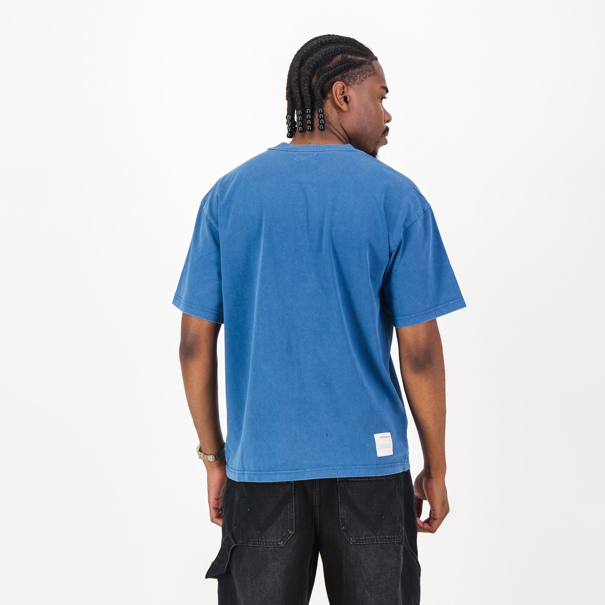 Springboks Four Wins Acid Wash Boxy Crew Tee - Navy - Old School