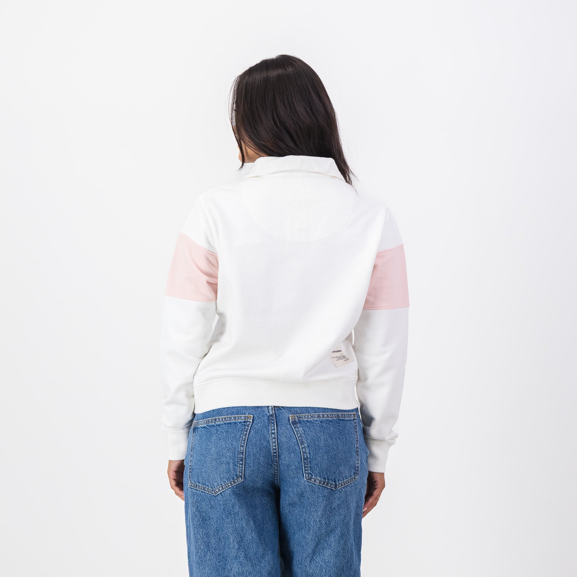 Springboks Hoop Quarter Zip Crop Sweat - Rose Quartz - Old School