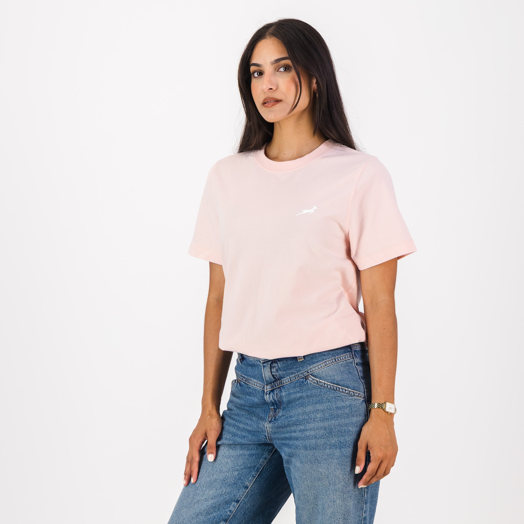 Springboks HS Sml Logo L Crew Tee - Rose Quartz - Old School