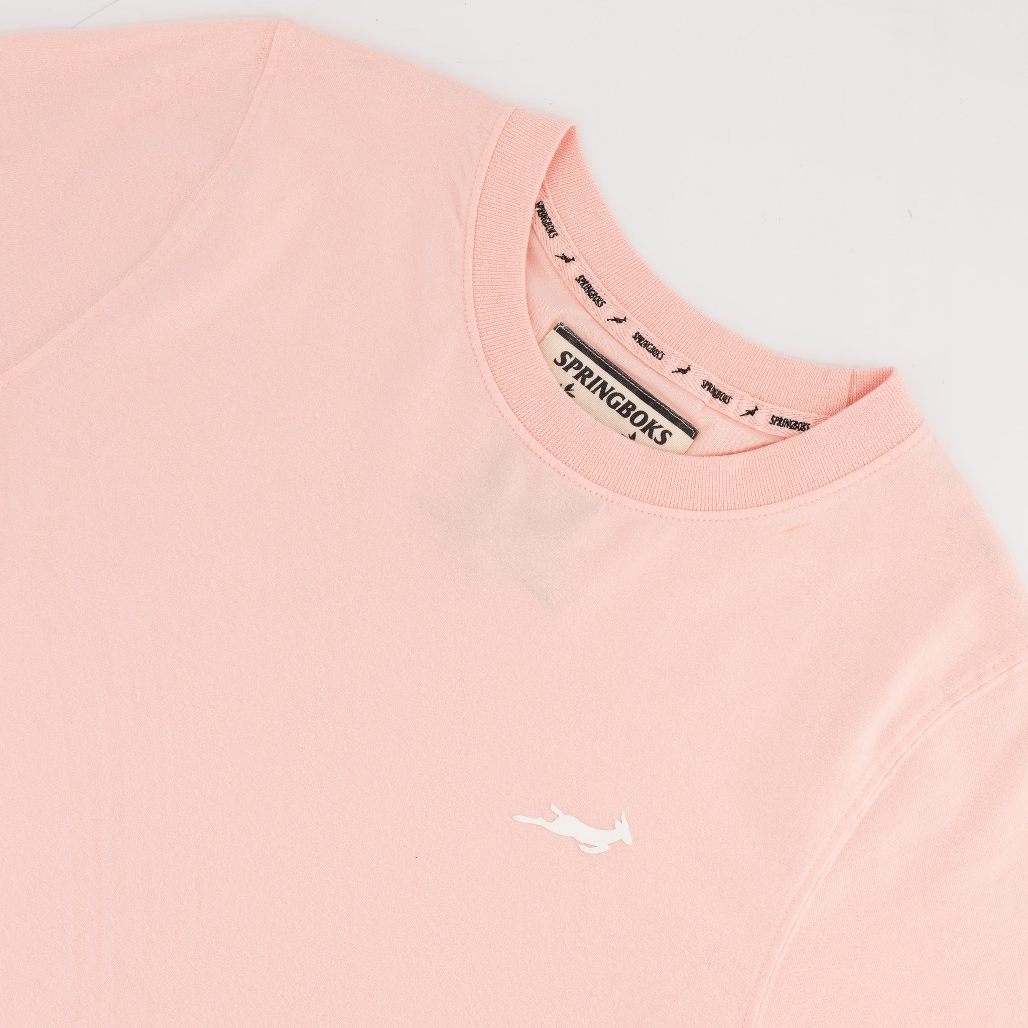 Springboks HS Sml Logo L Crew Tee - Rose Quartz - Old School