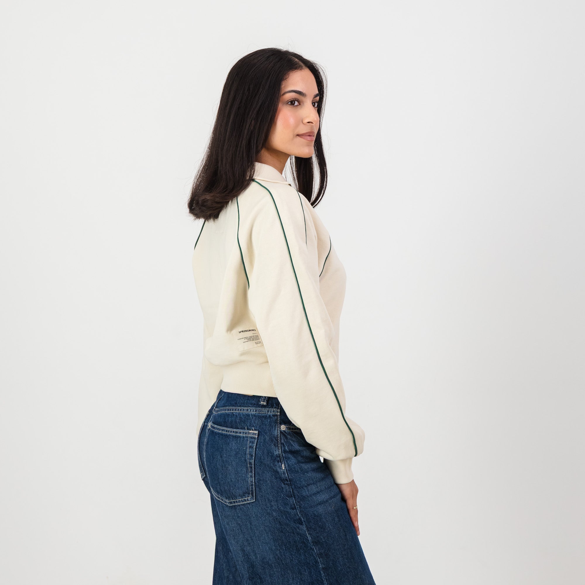 Springboks Ladies Piped Zip Through Sweat-Ivory – Old School