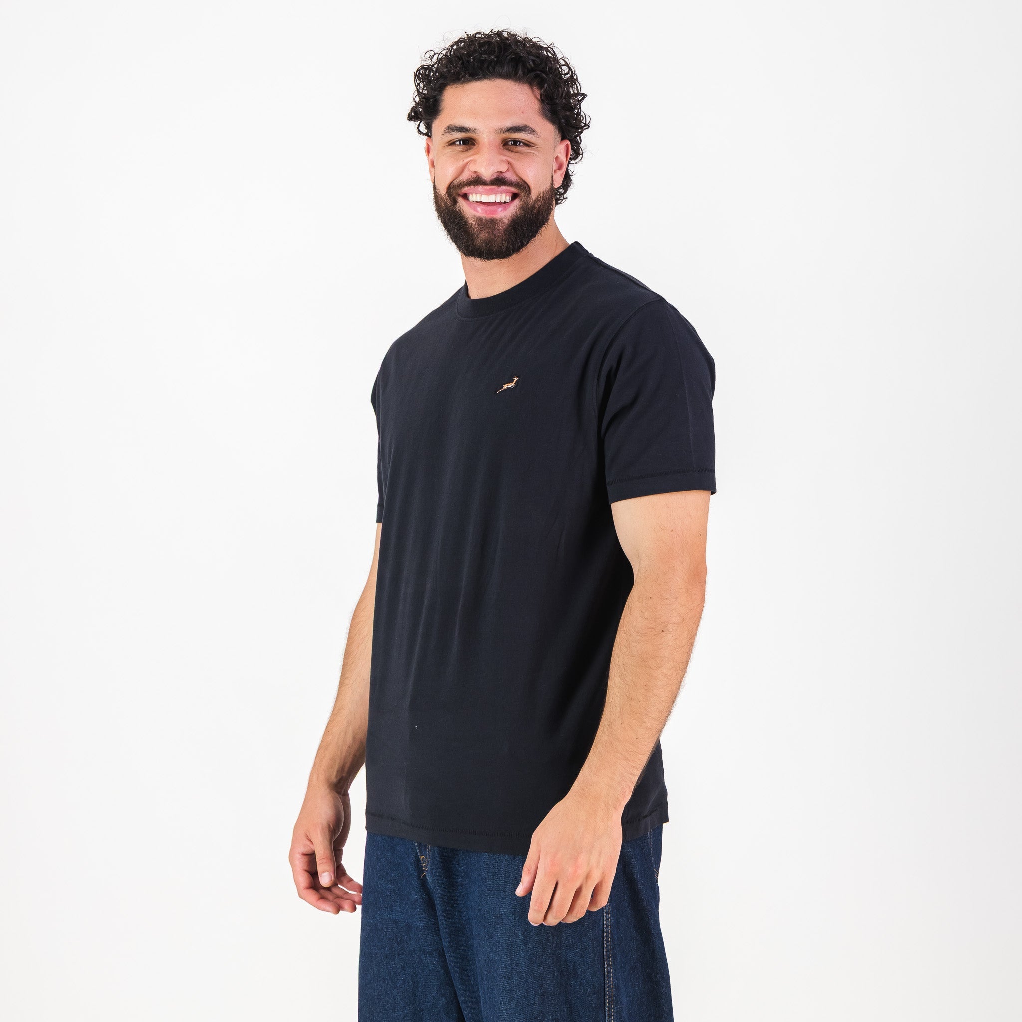 Springboks LC EMB Regular Crew Tee - Black - Old School