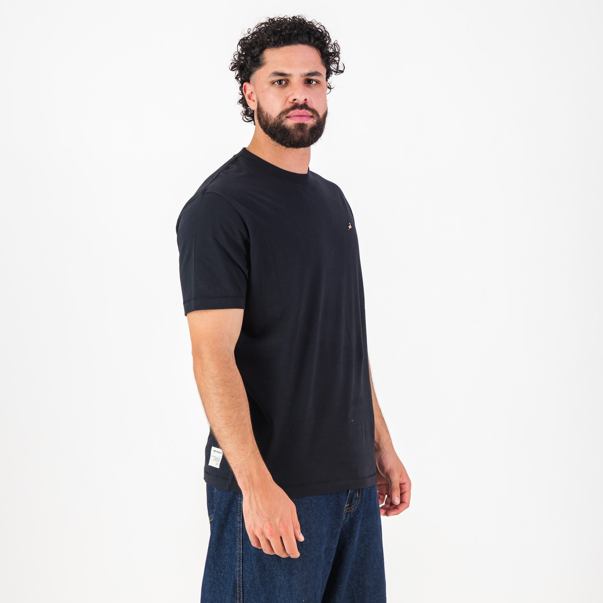 Springboks LC EMB Regular Crew Tee - Black - Old School
