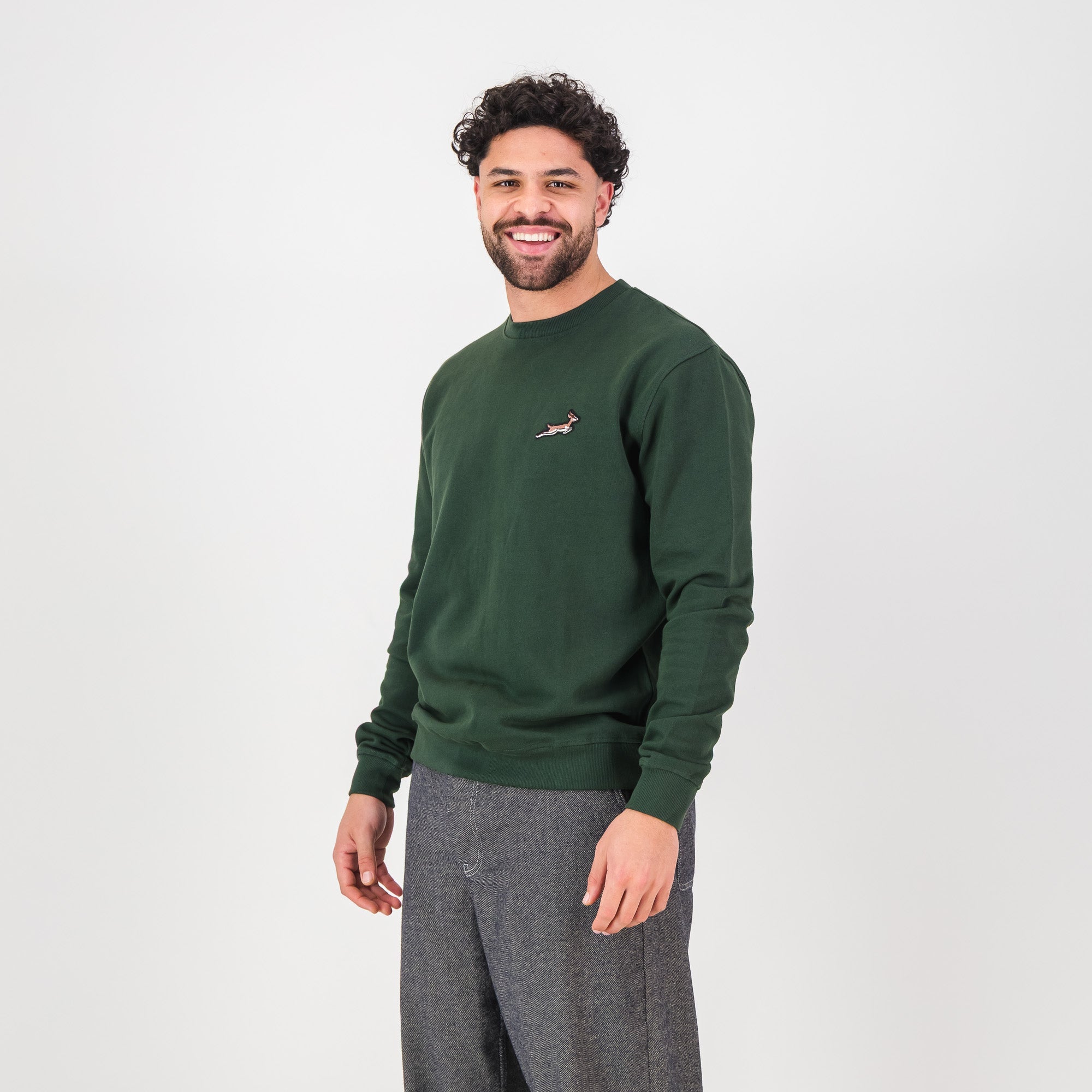 Springboks Nat Badge Crew Neck Sweat - OS Green - Old School