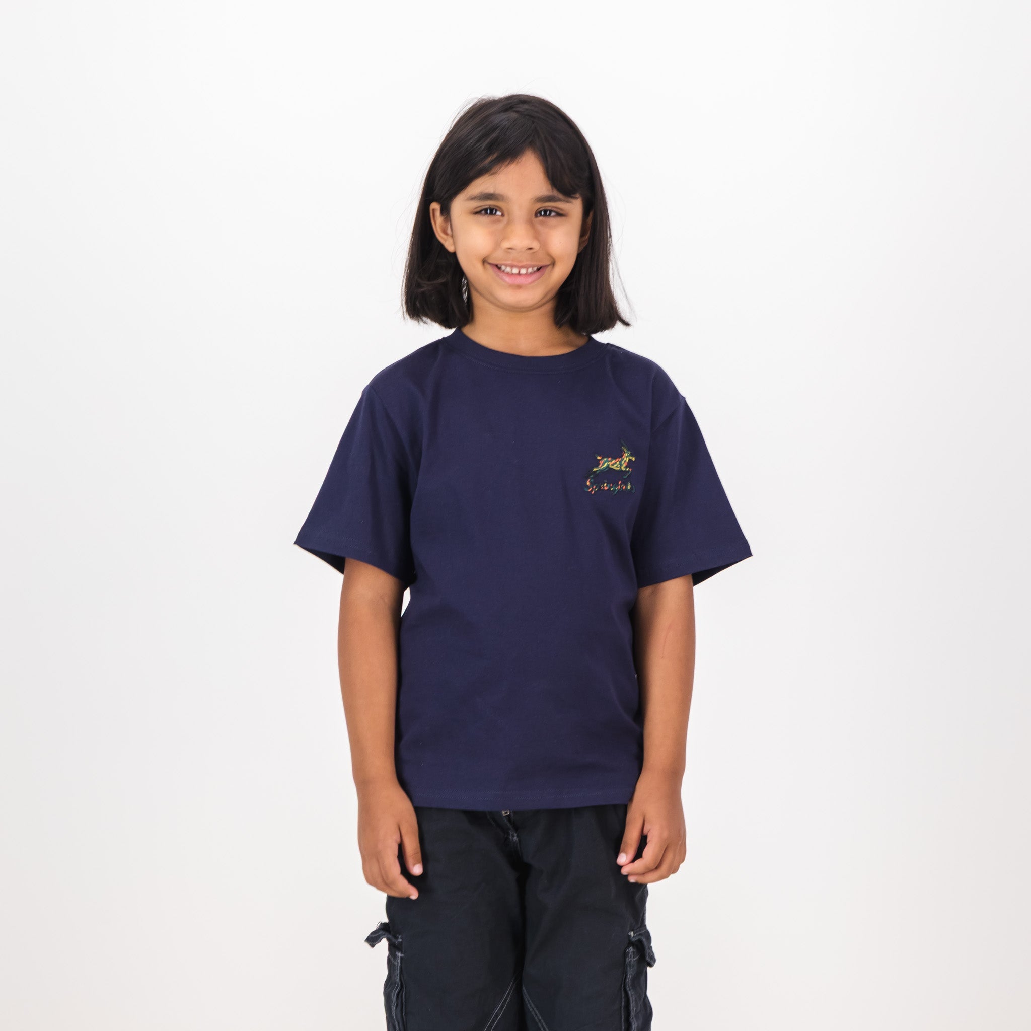 Springboks Painted Bok Kids Crew Tee - Navy - Old School