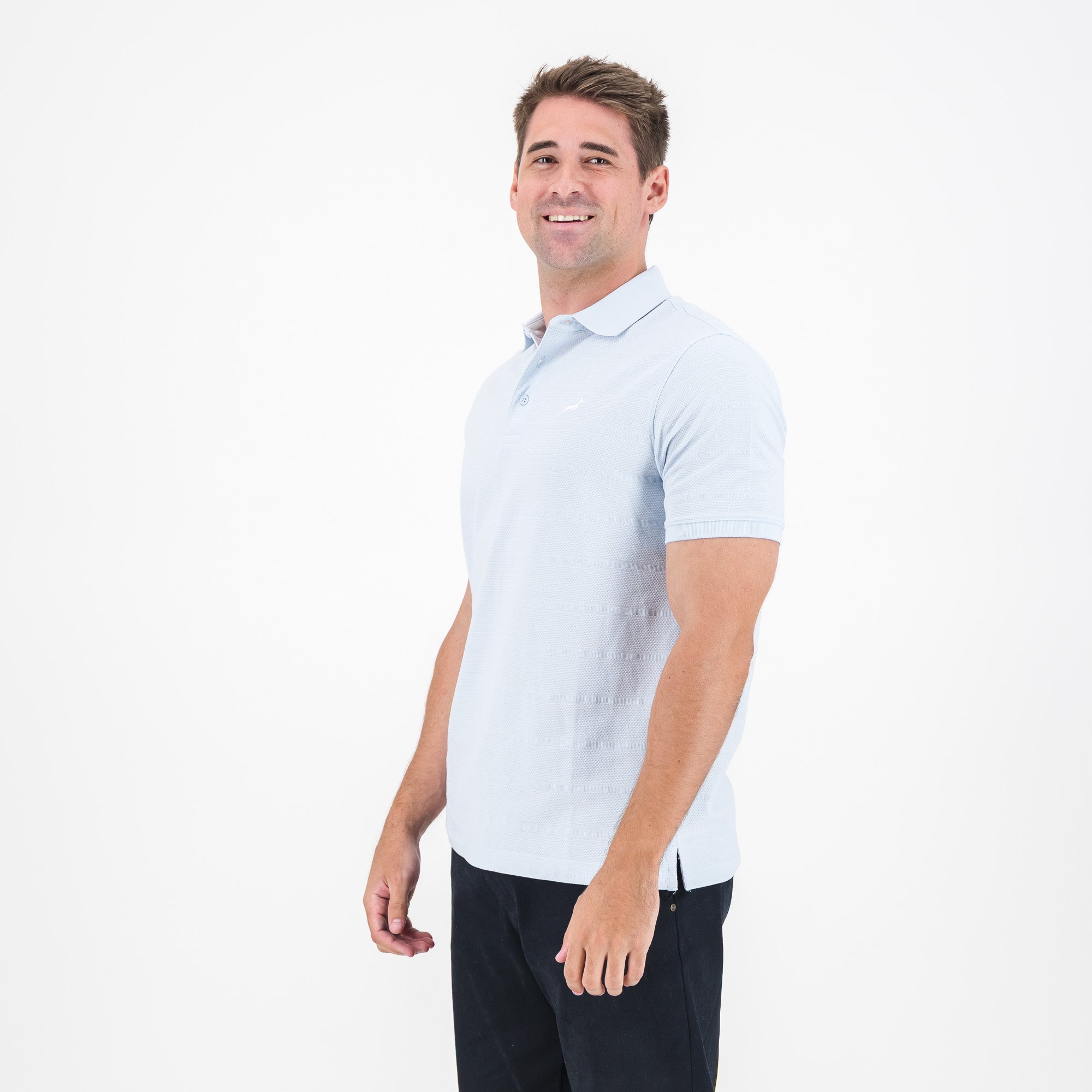 Springboks Popcorn Short Sleeve Golf Polo - Blue - Old School