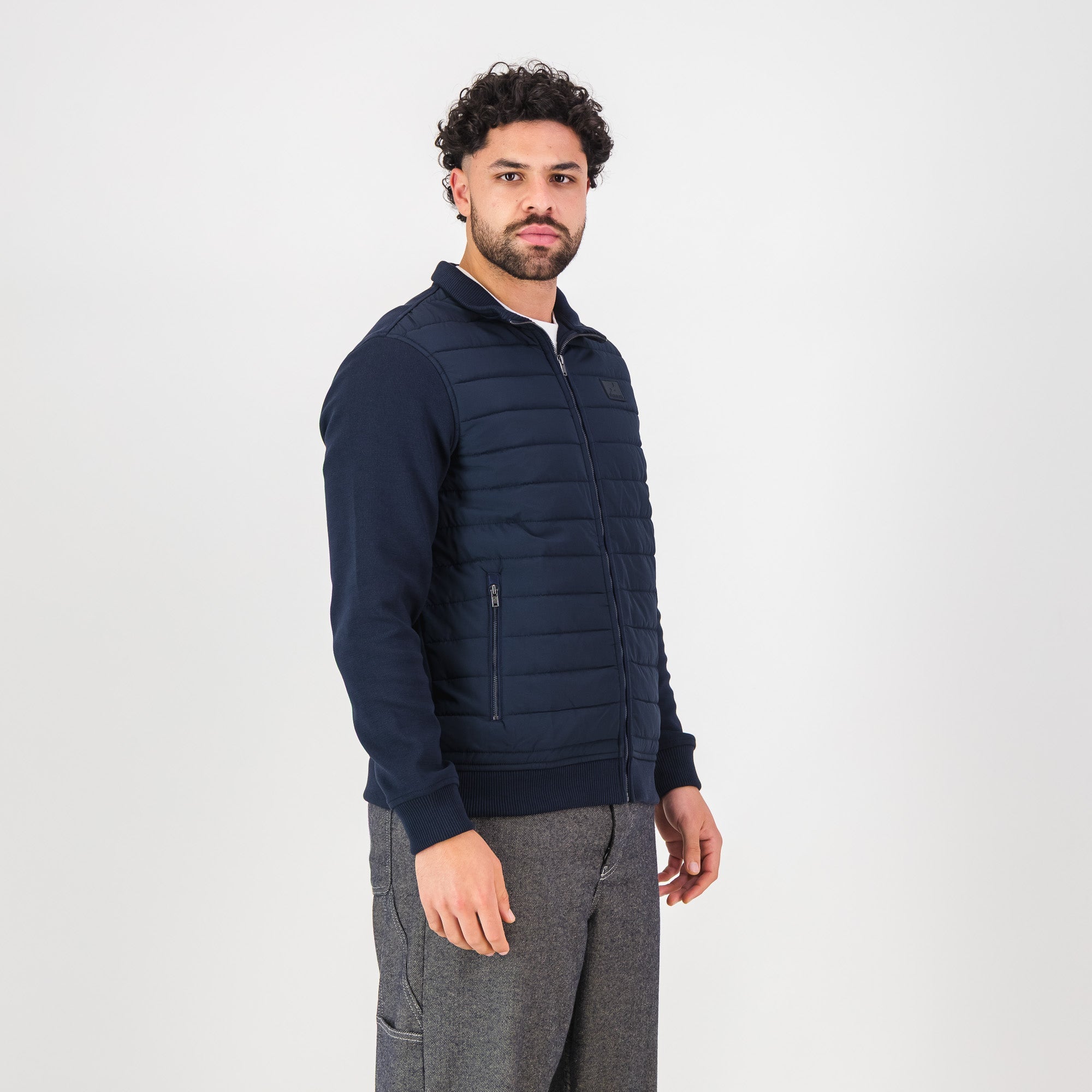 Springboks Quilted Knit Shell Jacket - Navy - Old School