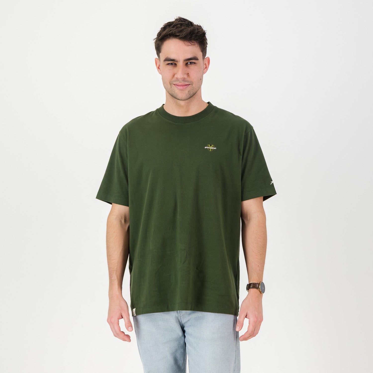 Springboks SML EMB Bok Regular Crew Tee - OS Green - Old School