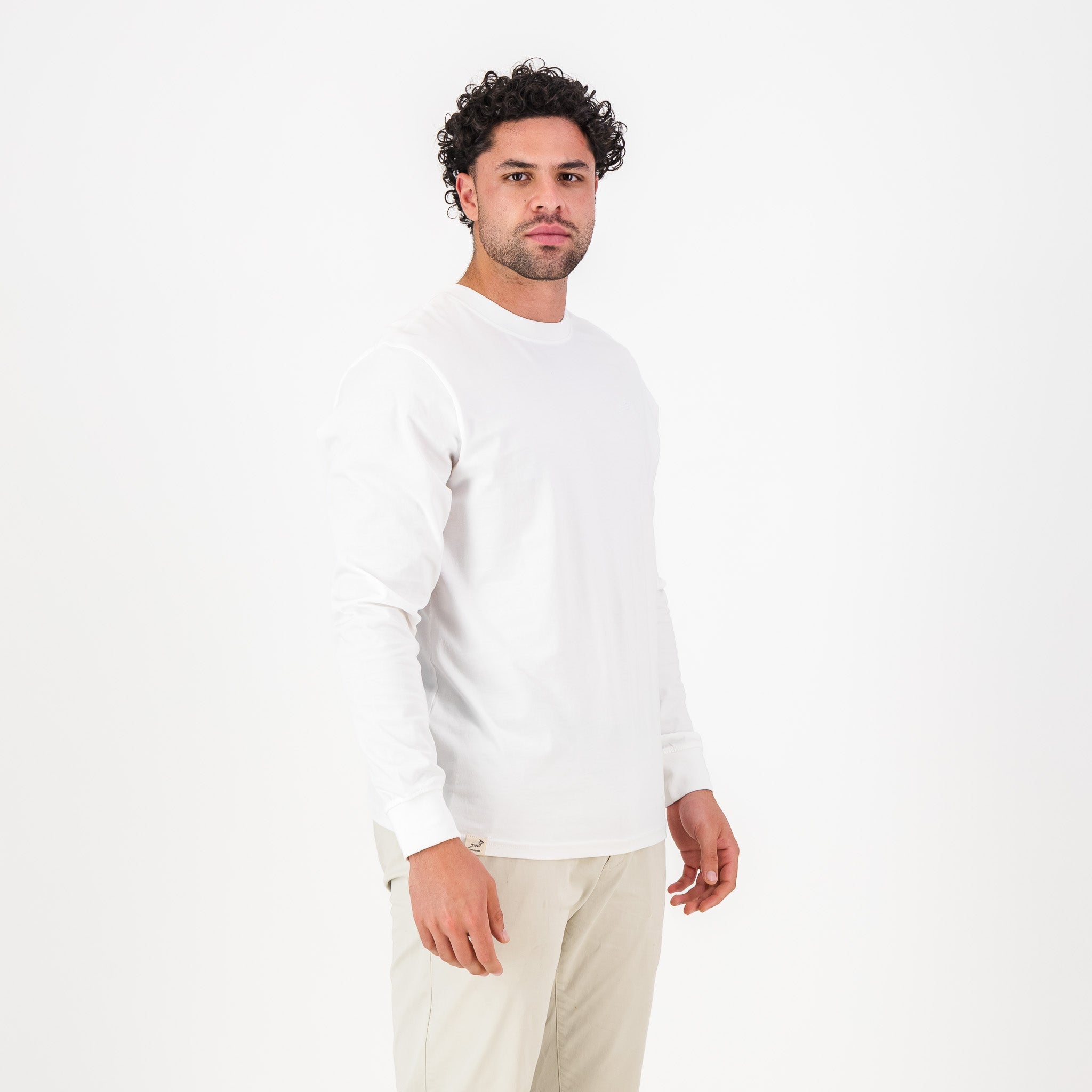 Springboks SML EMB LS Crew Tee N - White - Old School