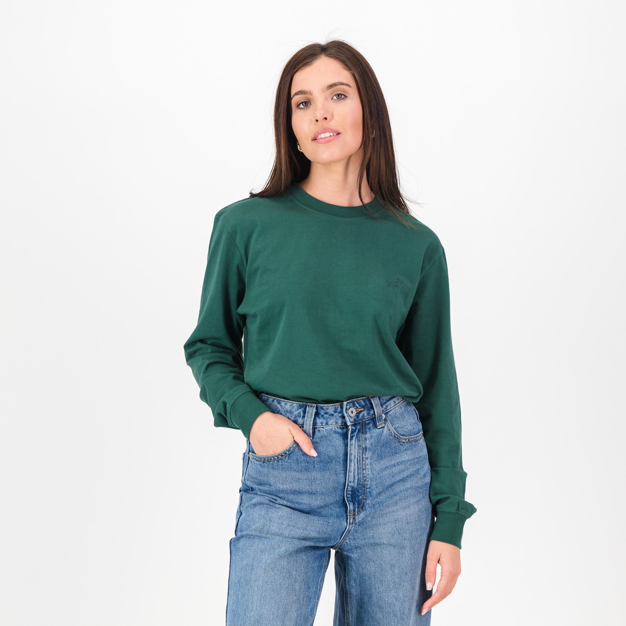 Springboks SML EMB LS Crew Tee - OS Green - Old School