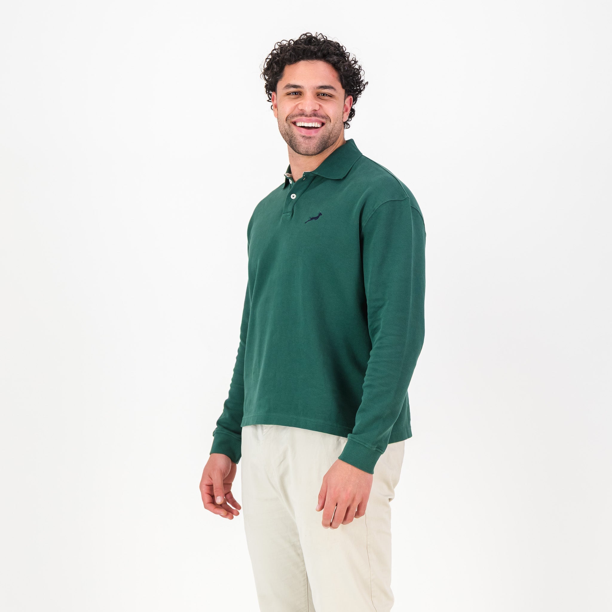 Springboks SML EMB LS Polo - OS Green - Old School