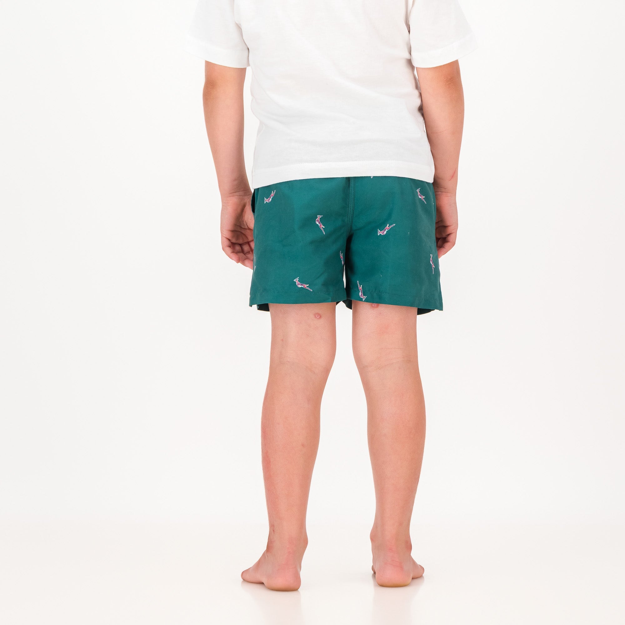 Springboks Summer Pop Print Kids Swim Shorts - Teal - Old School