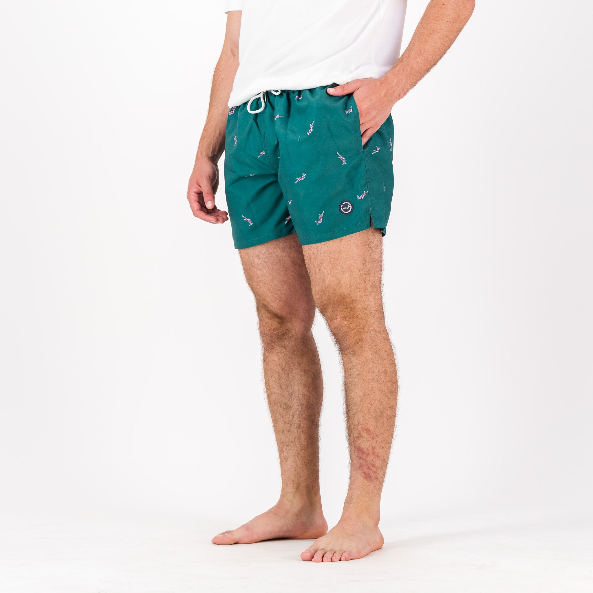 Springboks Summer Pop Print Swim Shorts - Teal - Old School