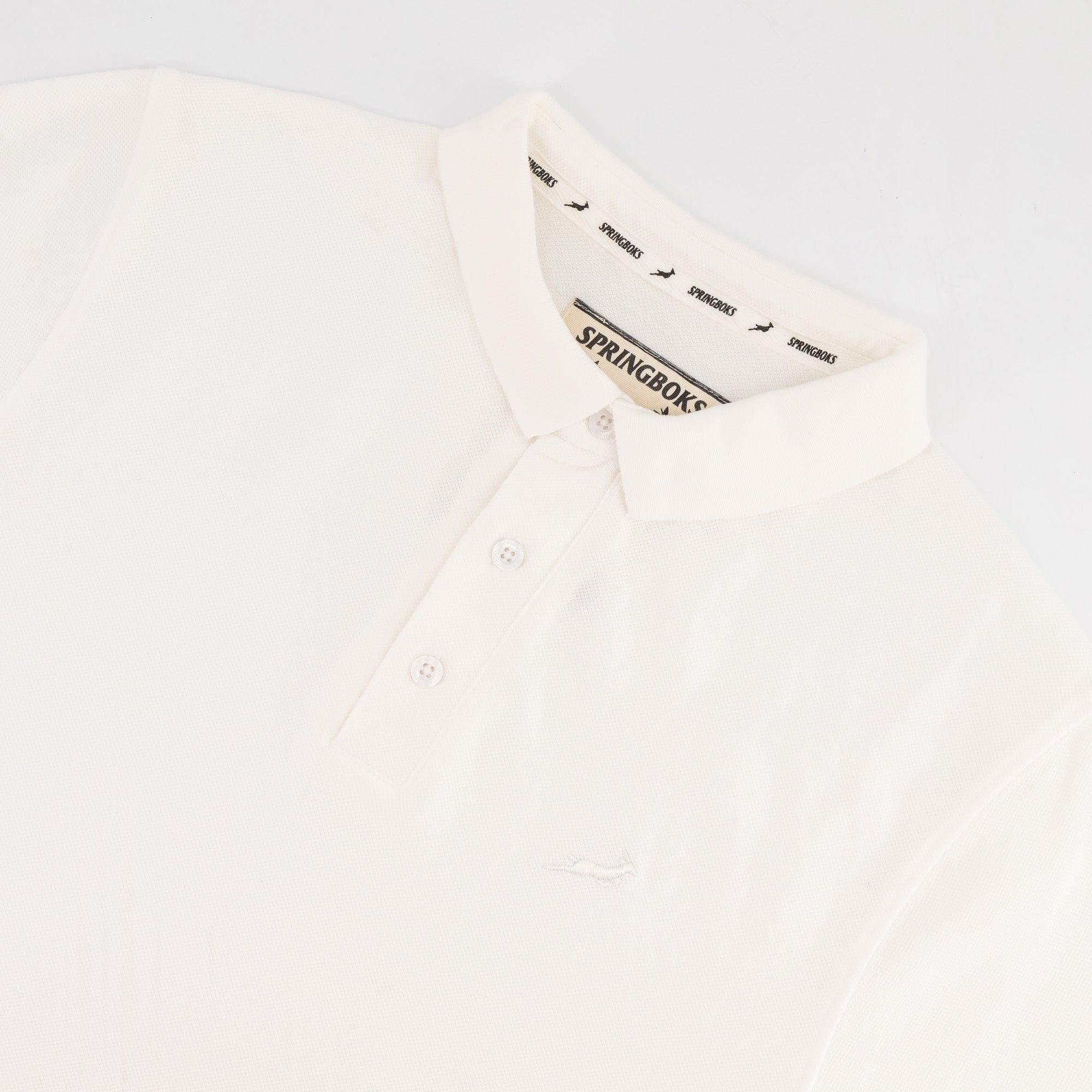 Springboks Tonal Embroidery SS Polo - White - Old School