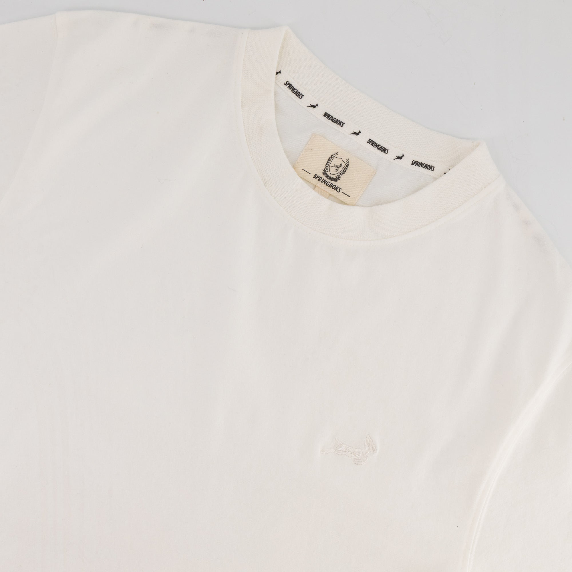 Springboks Tonal SML EMB Bok Crew Tee - White - Old School