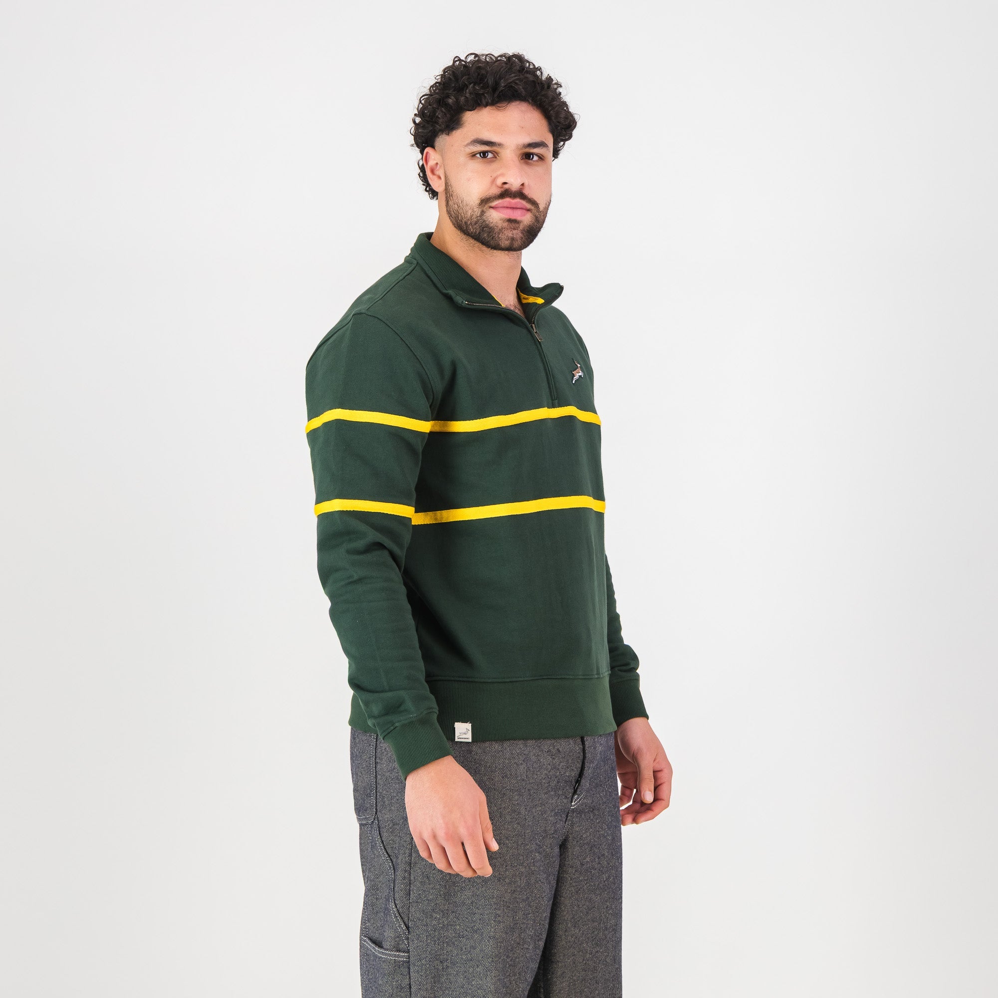Springboks Twill Hoop Quarter Zip Sweat - OS Green – Old School