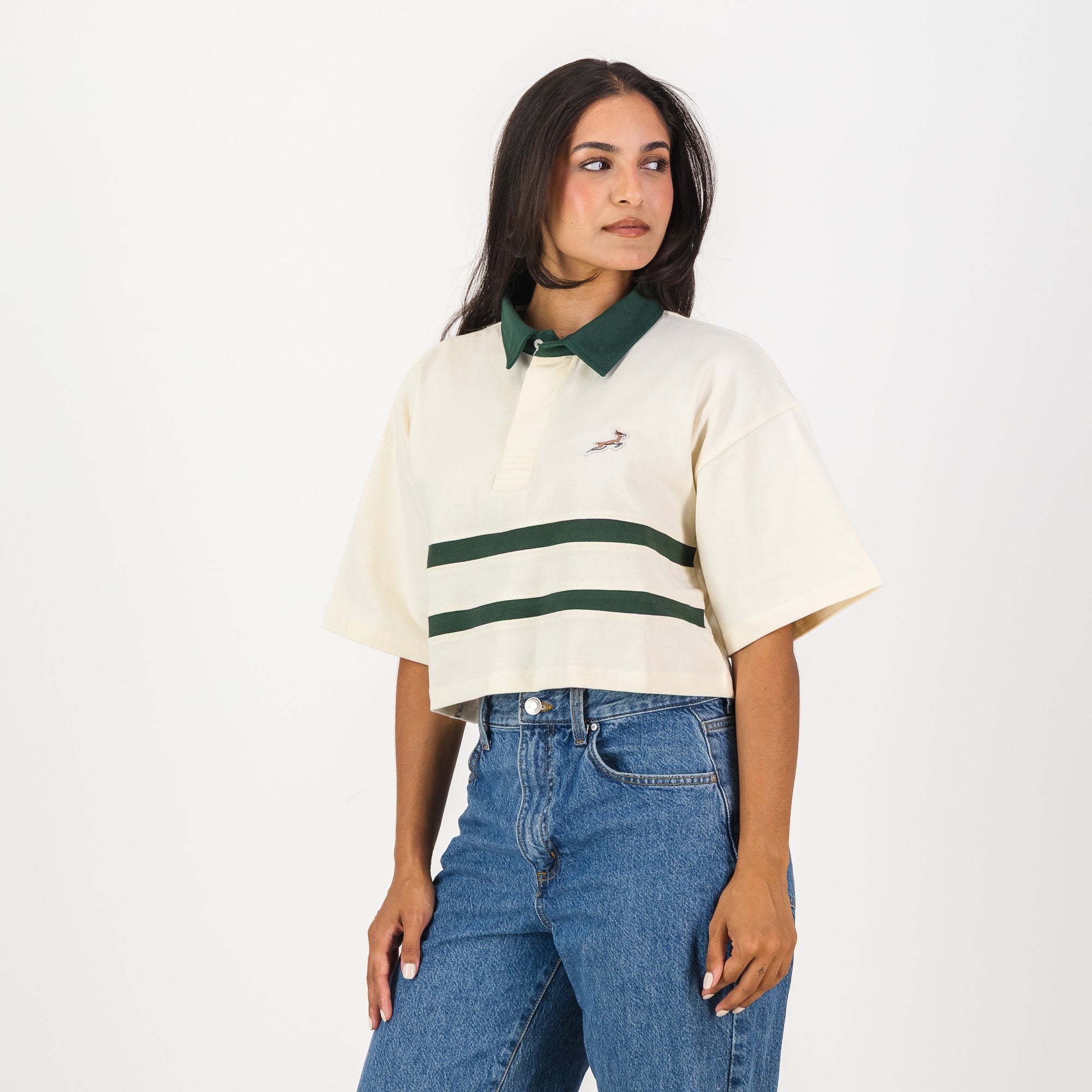 Springboks Twill Hoop SS Crop Rugby Jersey - Sugar Sizzle - Old School