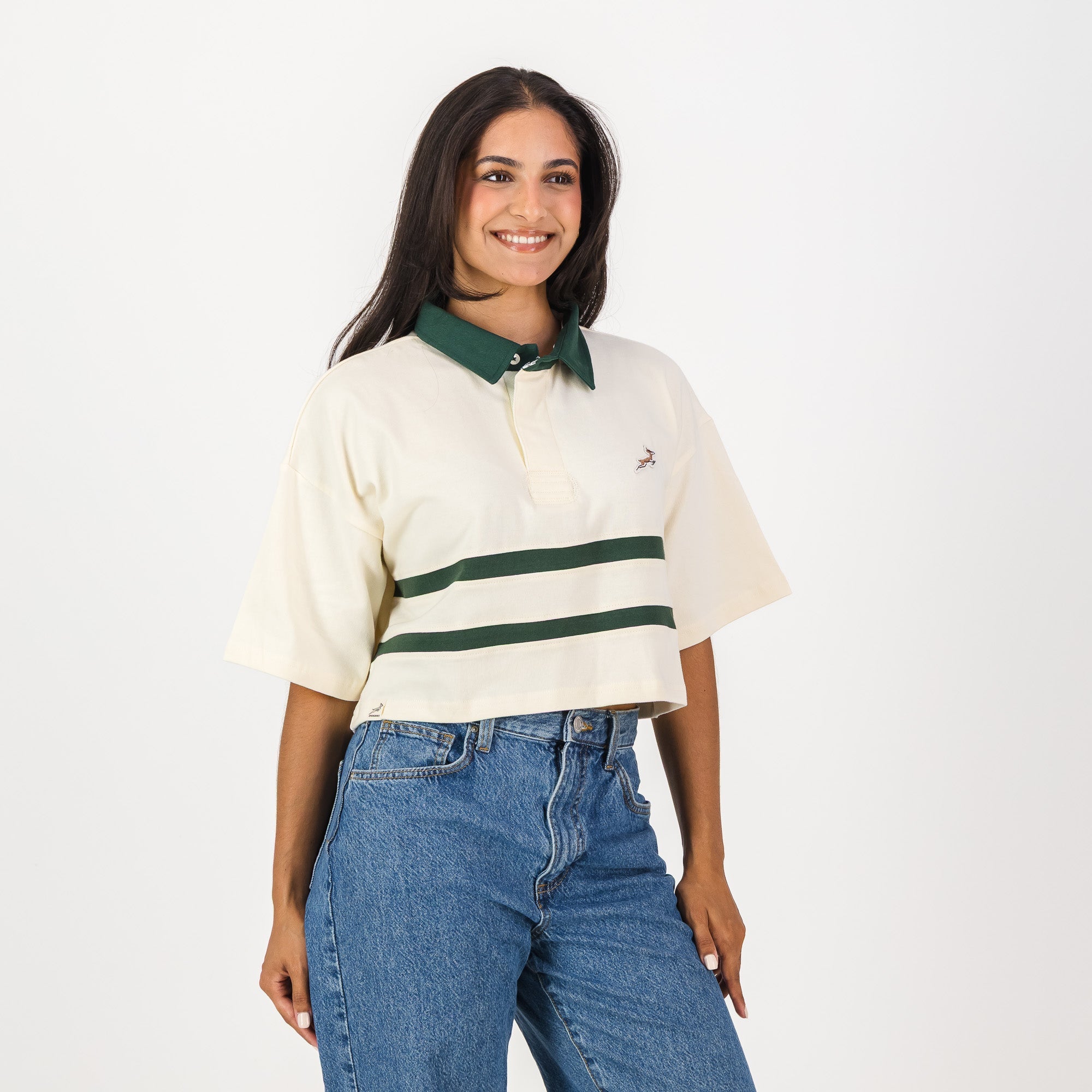 Springboks Twill Hoop SS Crop Rugby Jersey - Sugar Sizzle - Old School