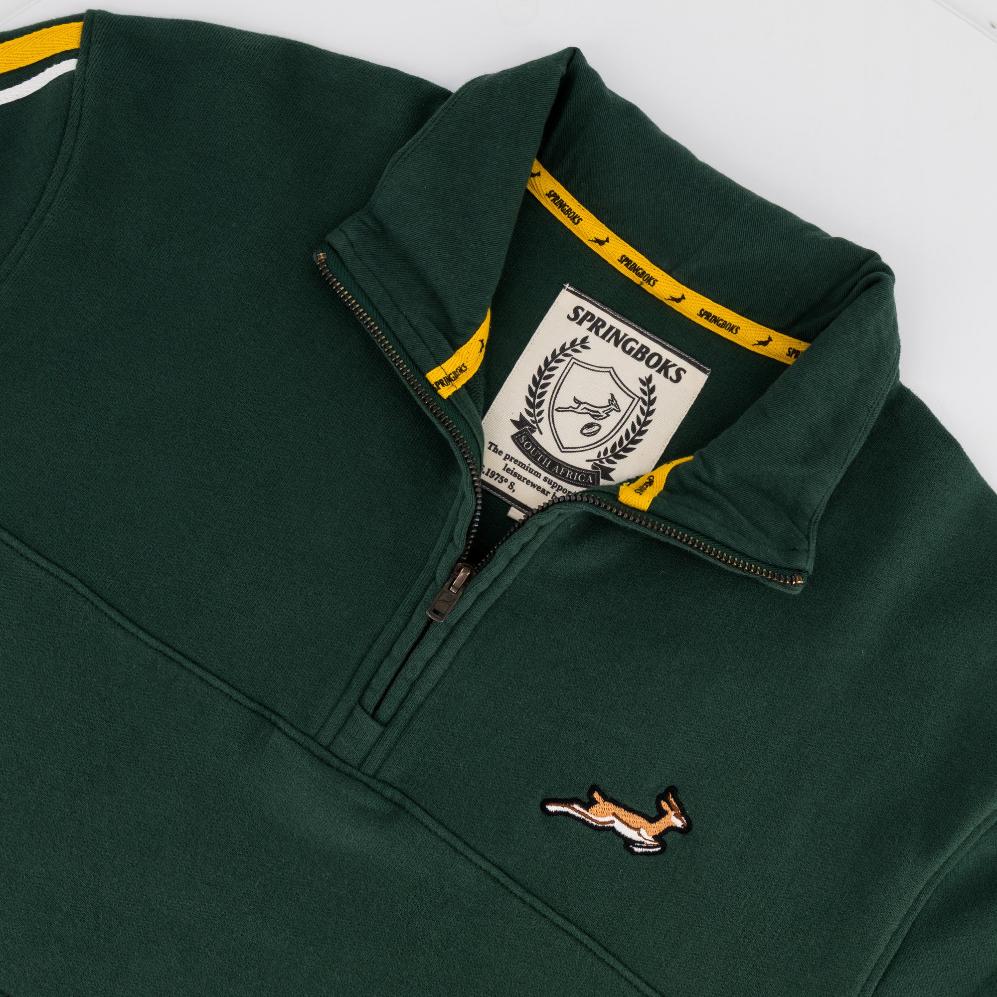 Springboks Twill SLV Quarter Zip Sweat - OS Green - Old School