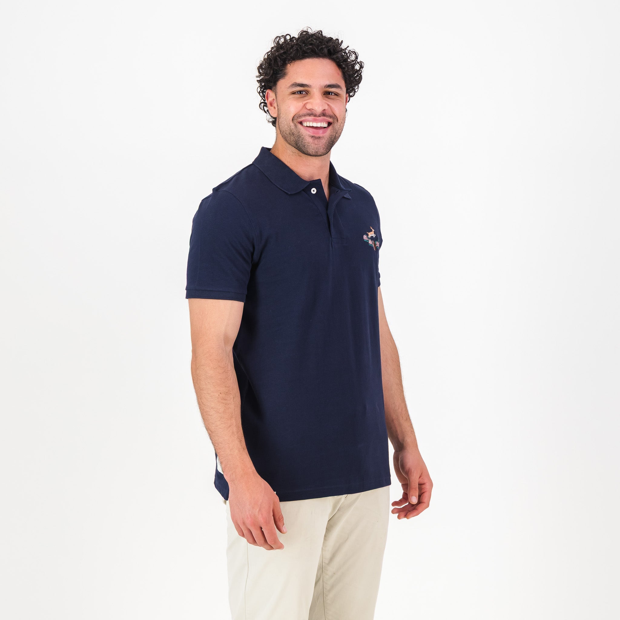 Springboks Vintage SB EMB 2 B SS Polo - Navy - Old School