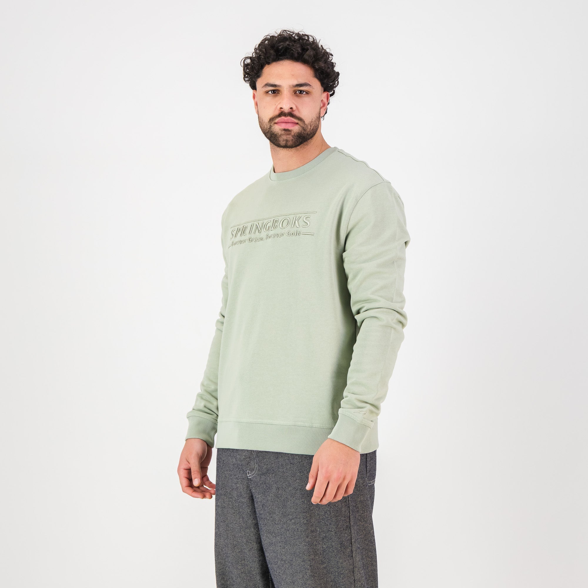 Springboks Word FGFG Crew Sweat - Desert Sage - Old School