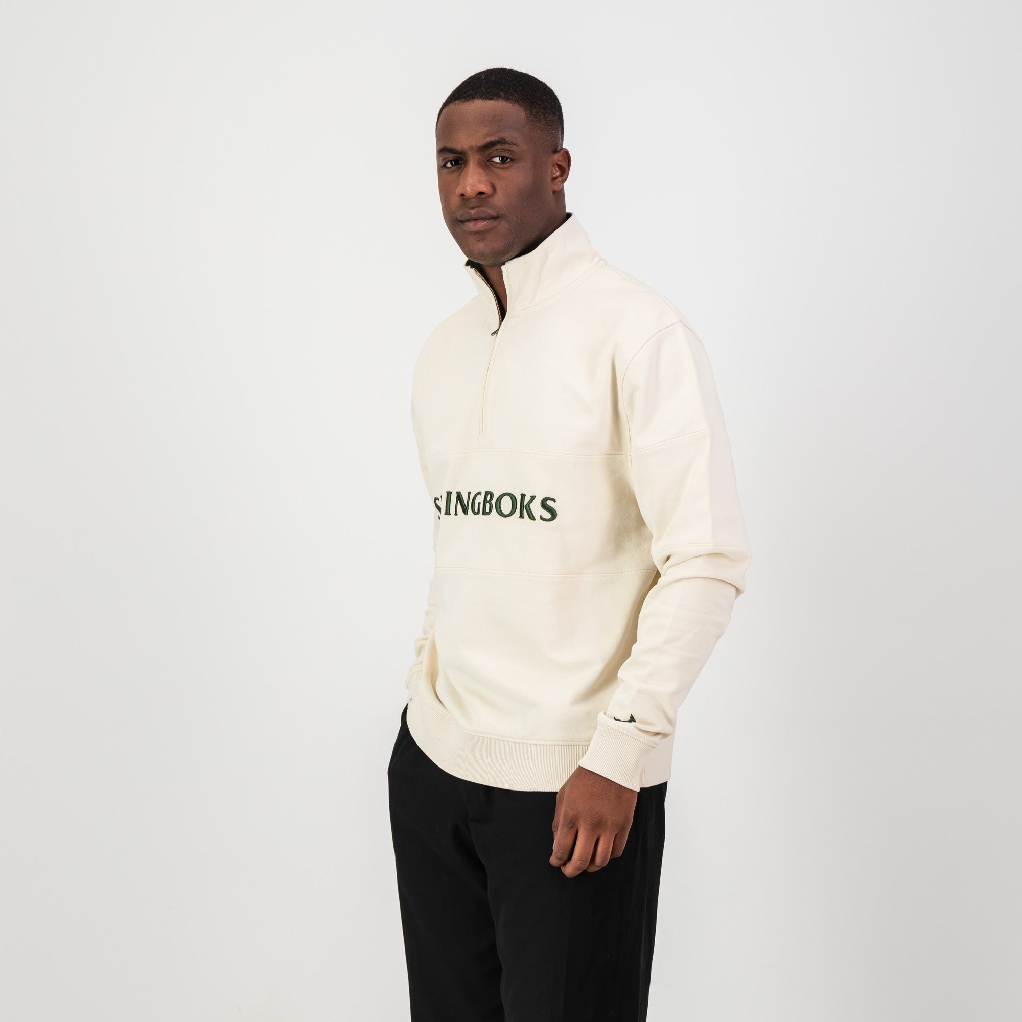 Springboks Word Quarter Zip Sweat-Ivory – Old School