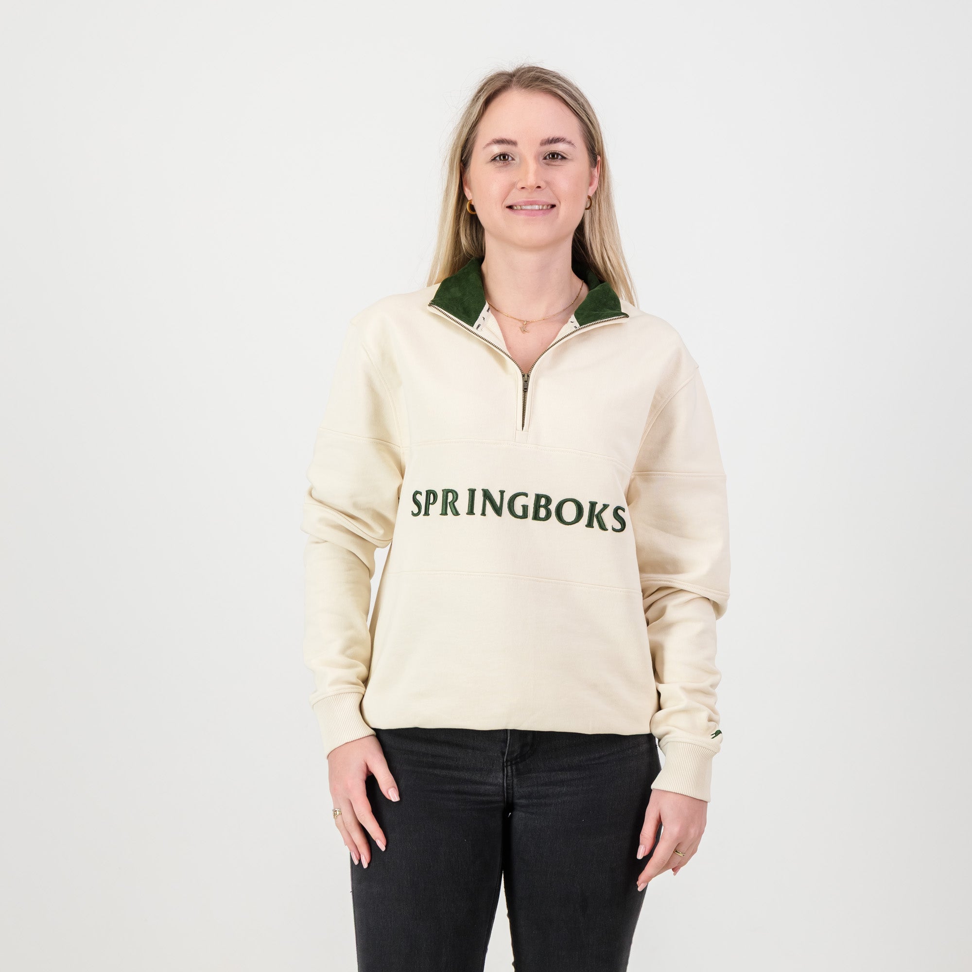 Springboks Word Quarter Zip Sweat-Ivory – Old School