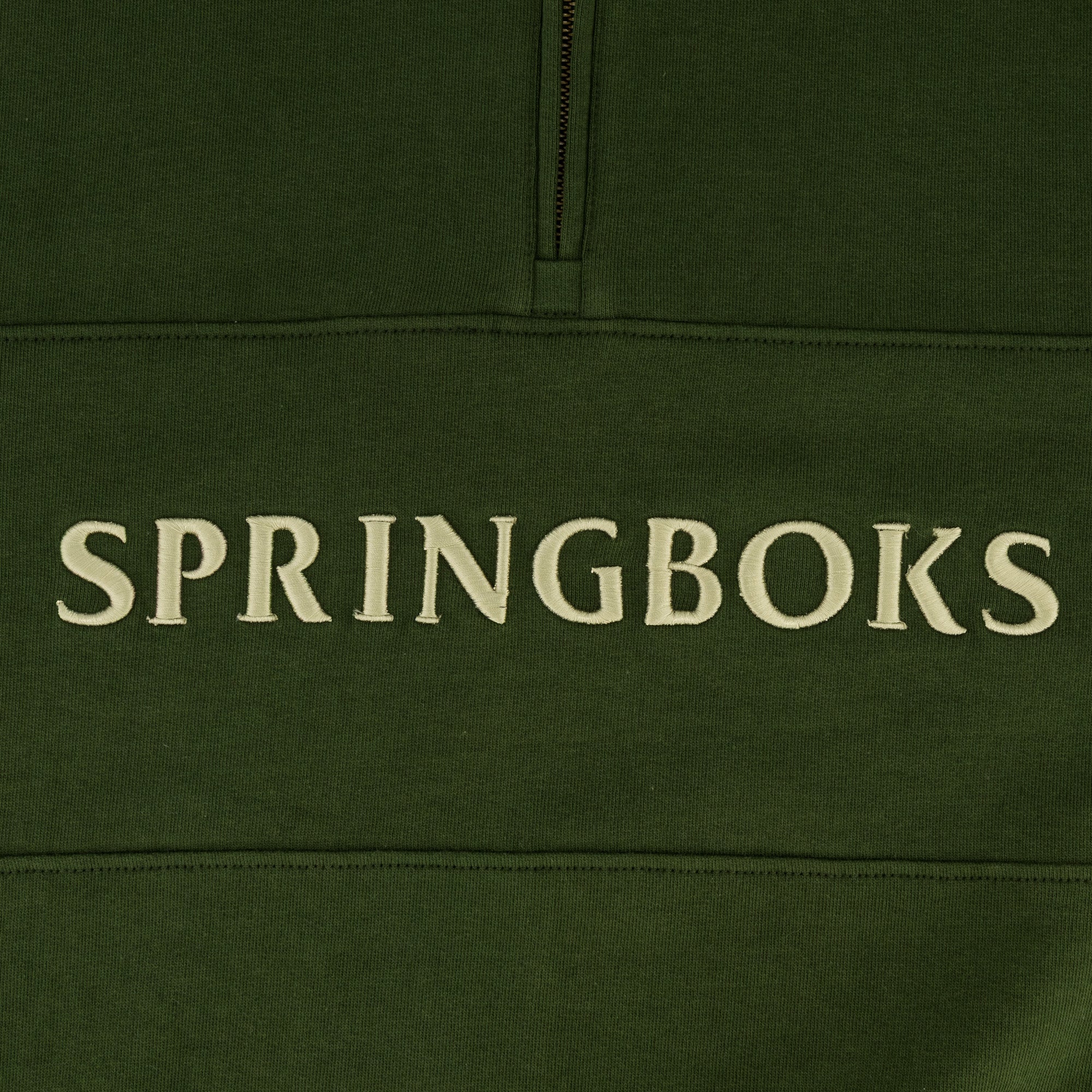 Springboks Word Quarter Zip Sweat - Military Olive - Old School