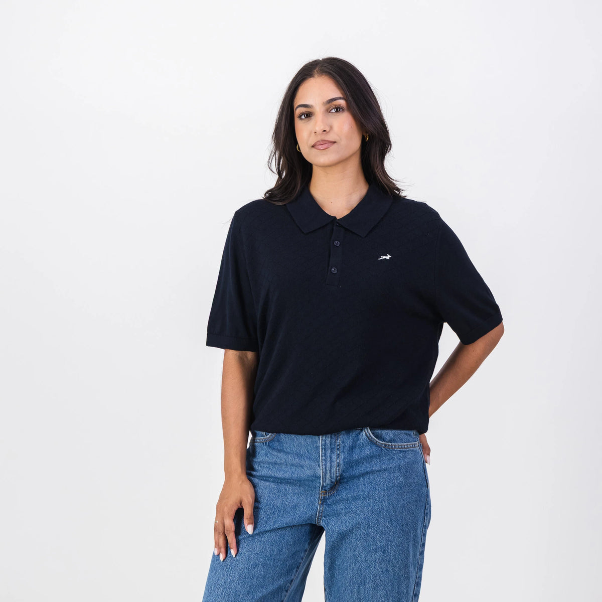 Springboks Diamond Textured Knit SS Polo
