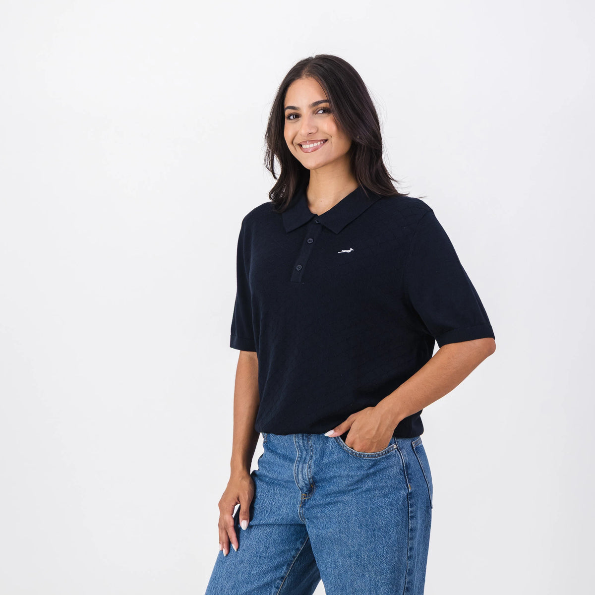 Springboks Diamond Textured Knit SS Polo