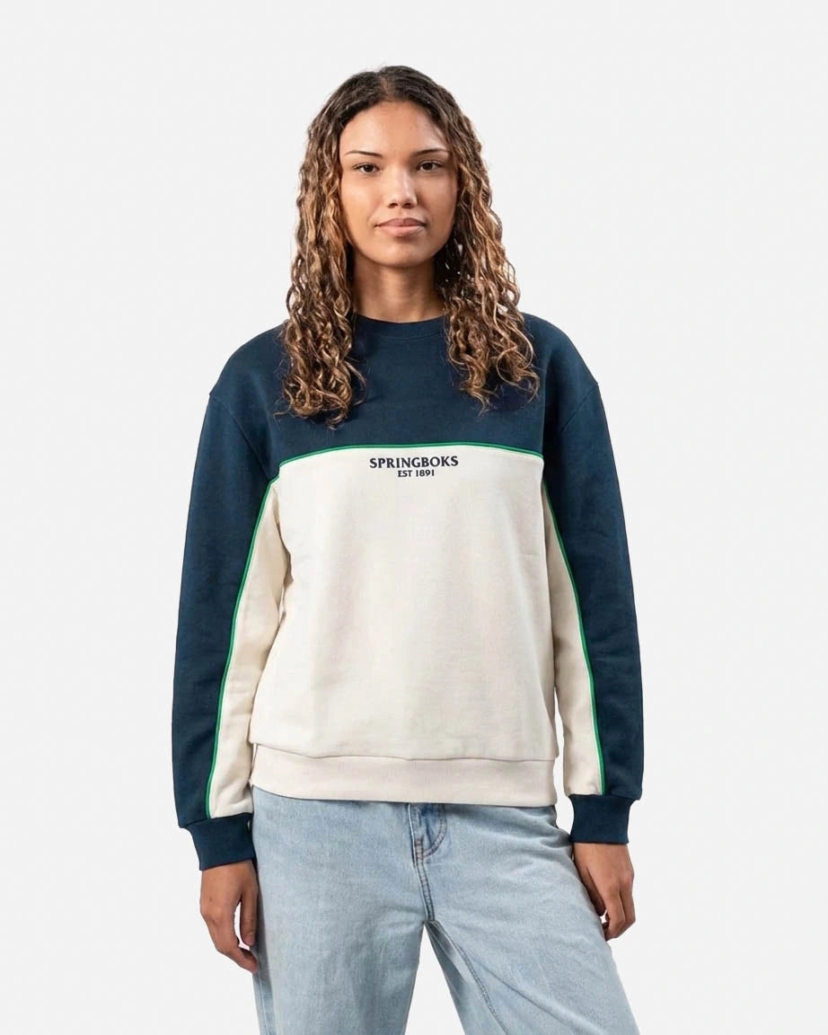 Springboks Retro Colour Block LS Sweatshirt Navy